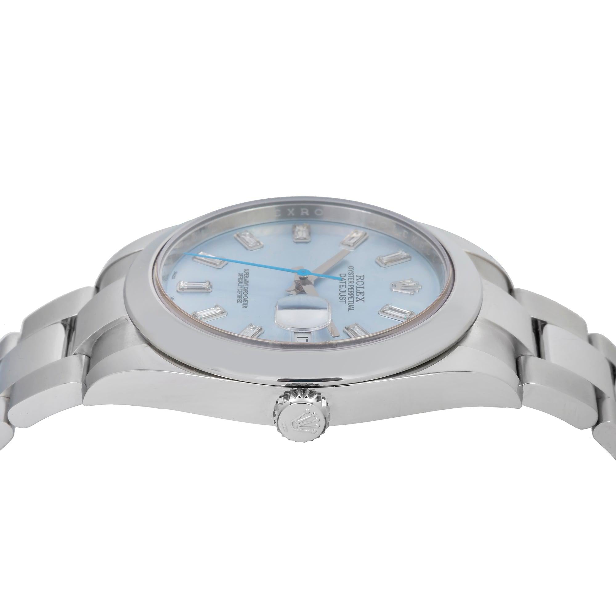 Rolex Datejust 116300 41MM Ice Blue Baguette Diamond Dial With Stainless Steel Oyster Bracelet