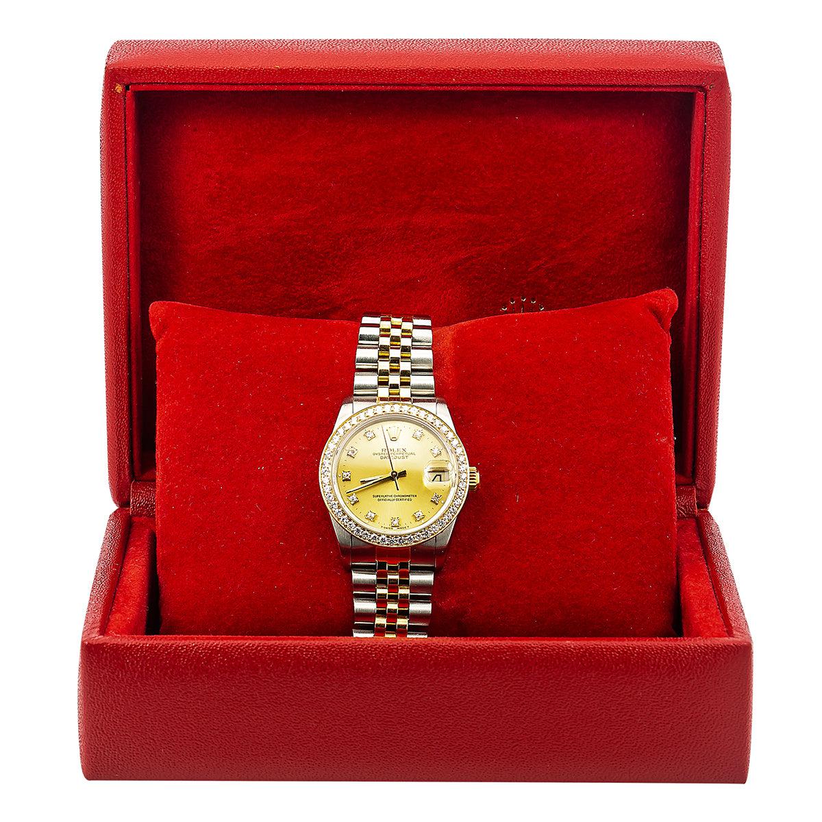 Rolex Lady-Datejust 68273 31MM Champagne Diamond Dial With 1.05 CT Diamonds