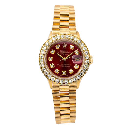 Rolex Oyster Perpetual Datejust 6517 26MM Red Diamond Dial With 0.95 CT Diamonds