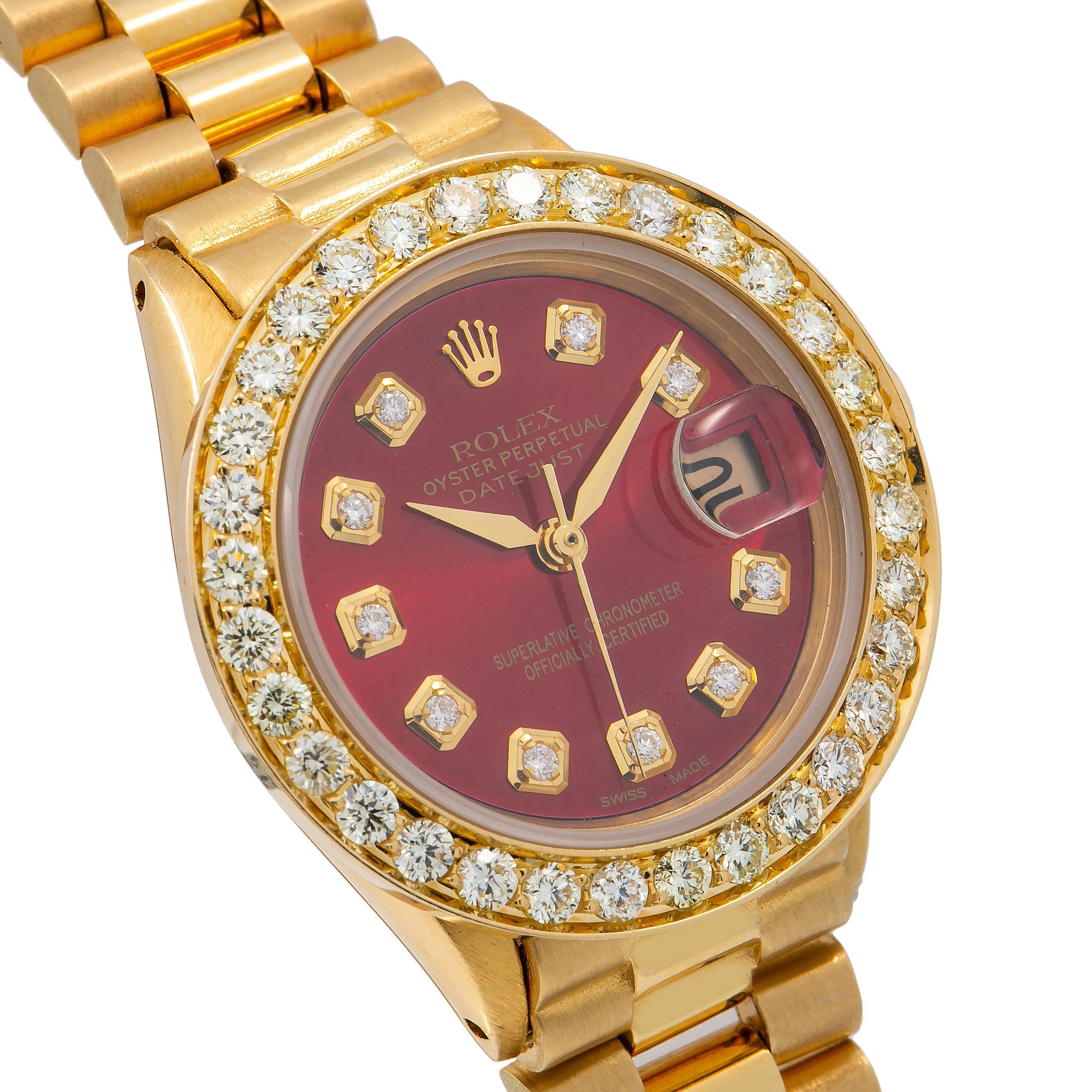 Rolex Oyster Perpetual Datejust 6517 26MM Red Diamond Dial With 0.95 CT Diamonds