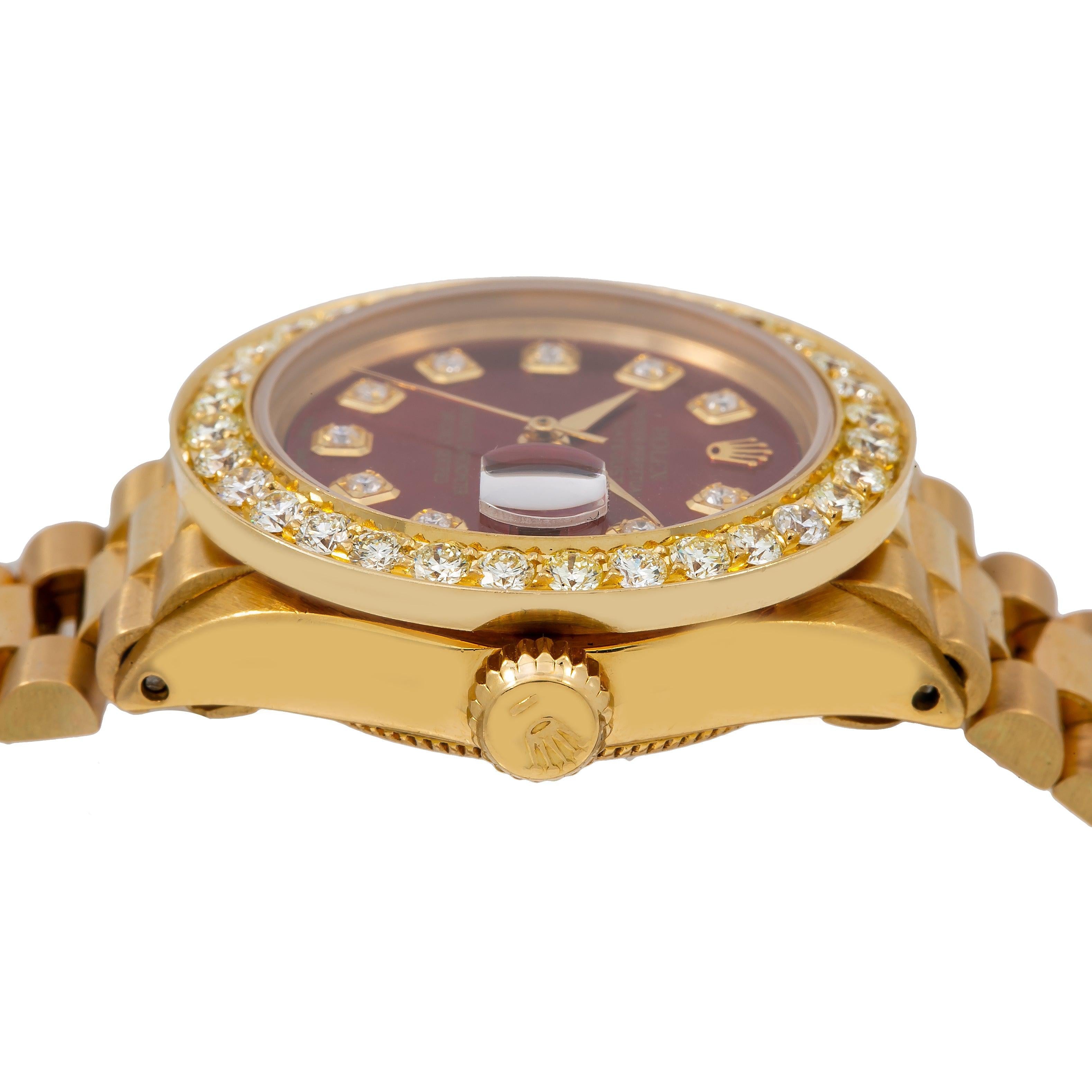 Rolex Oyster Perpetual Datejust 6517 26MM Red Diamond Dial With 0.95 CT Diamonds
