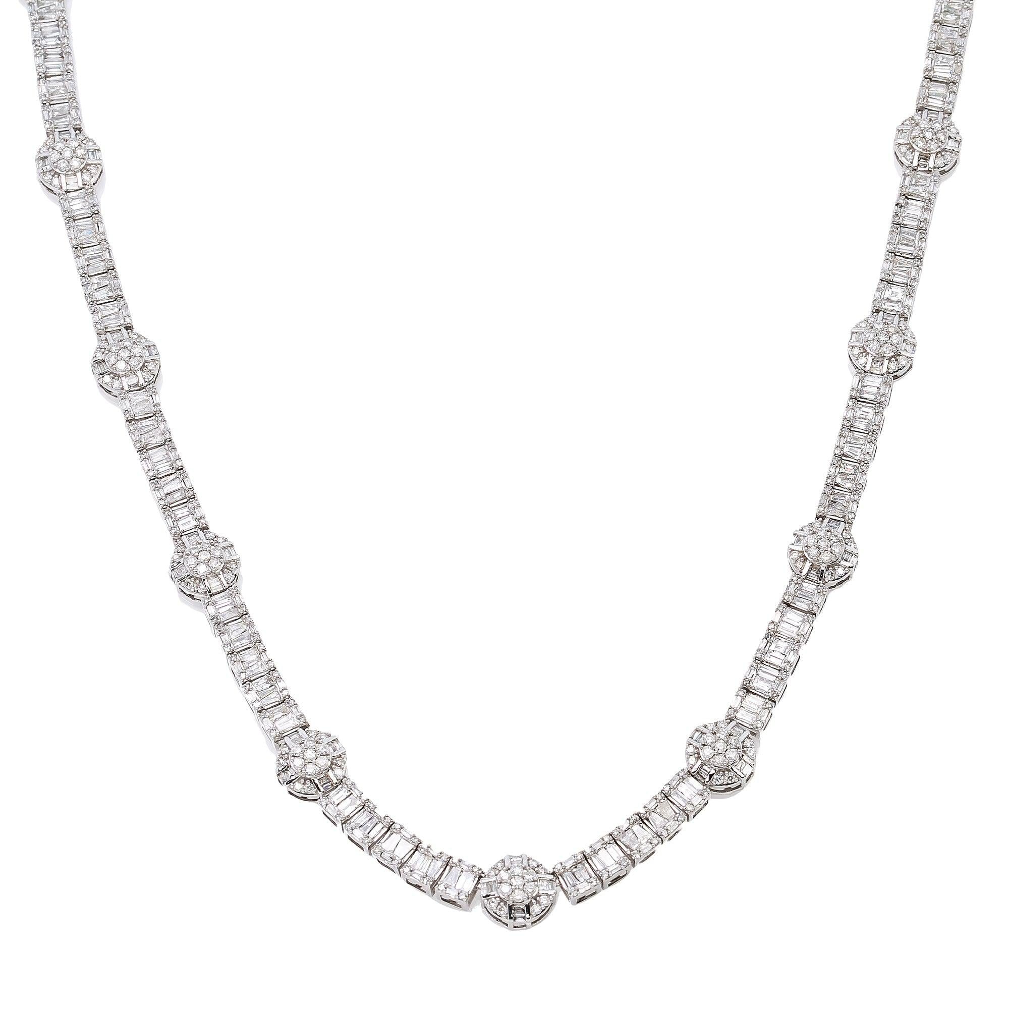 14K White Gold Unisex Necklace with  12.73 CT Diamonds