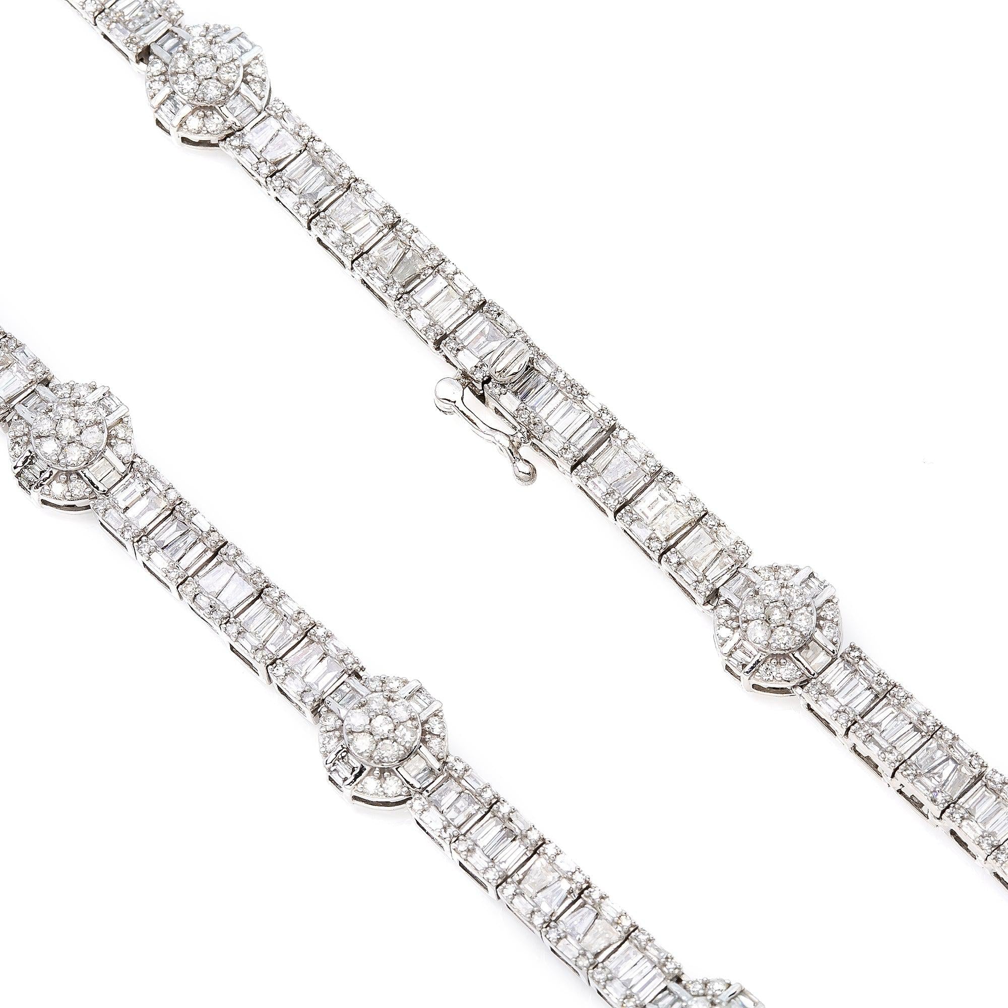 14K White Gold Unisex Necklace with  12.73 CT Diamonds