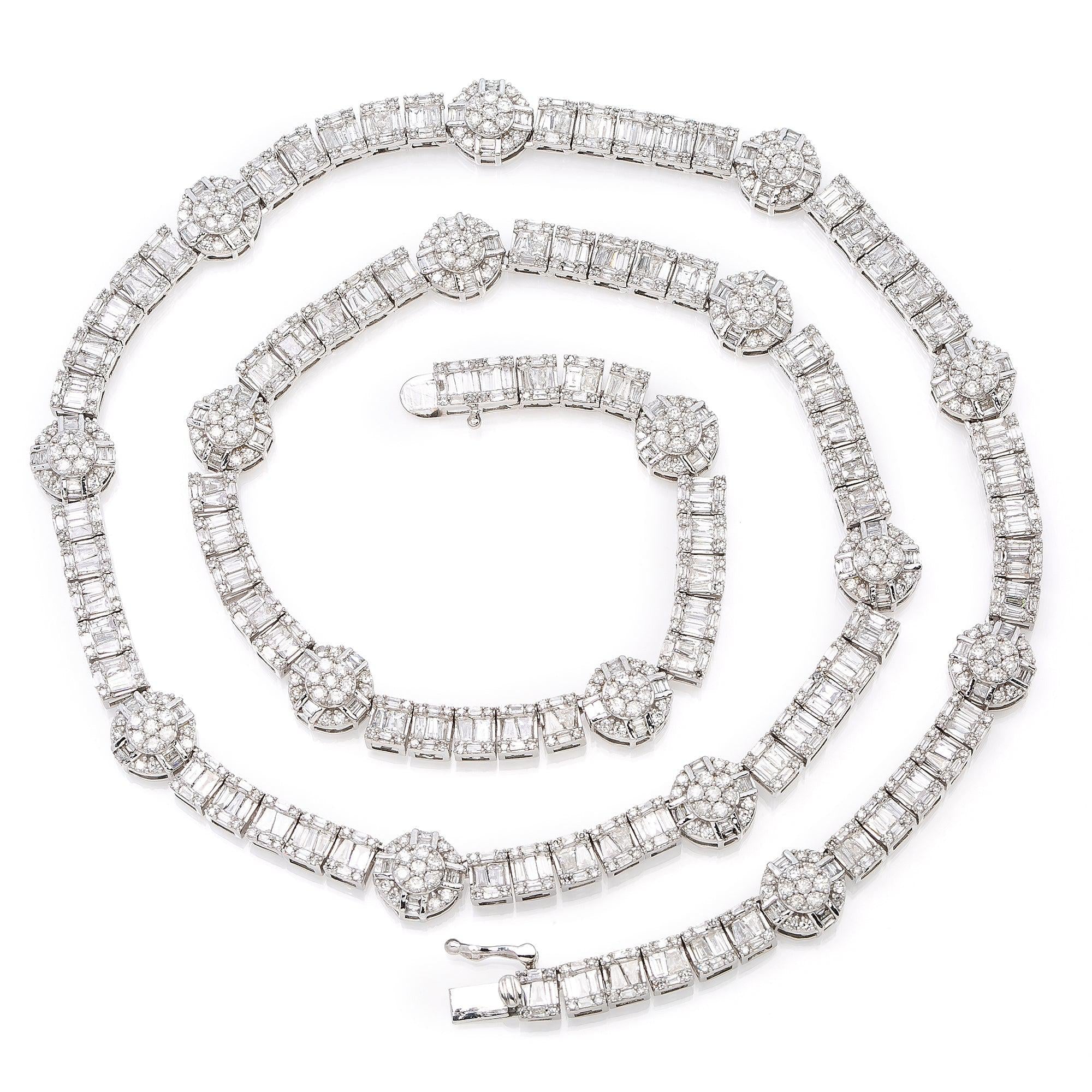 14K White Gold Unisex Necklace with  12.73 CT Diamonds