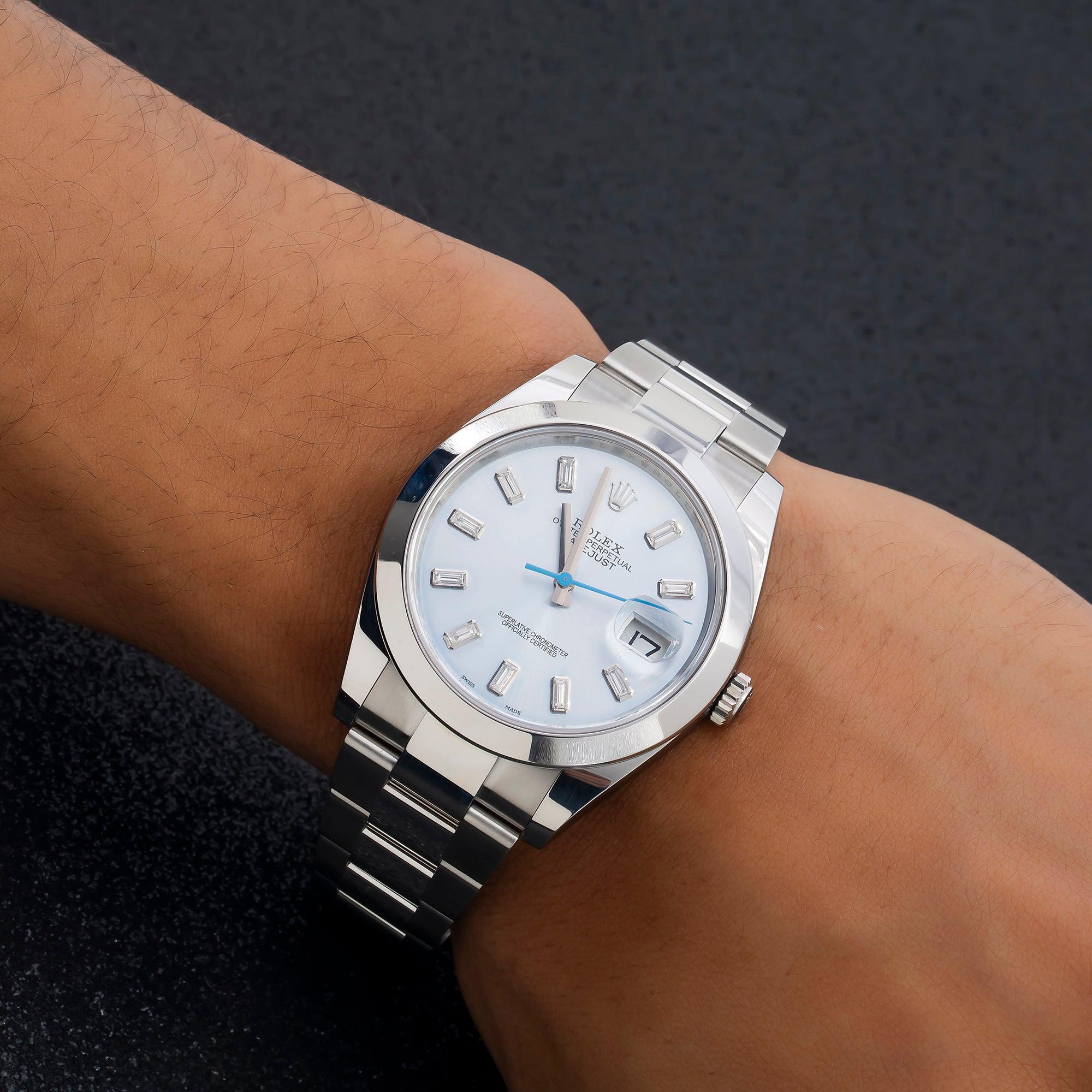 Rolex Datejust 116300 41MM Ice Blue Baguette Diamond Dial With Stainless Steel Oyster Bracelet