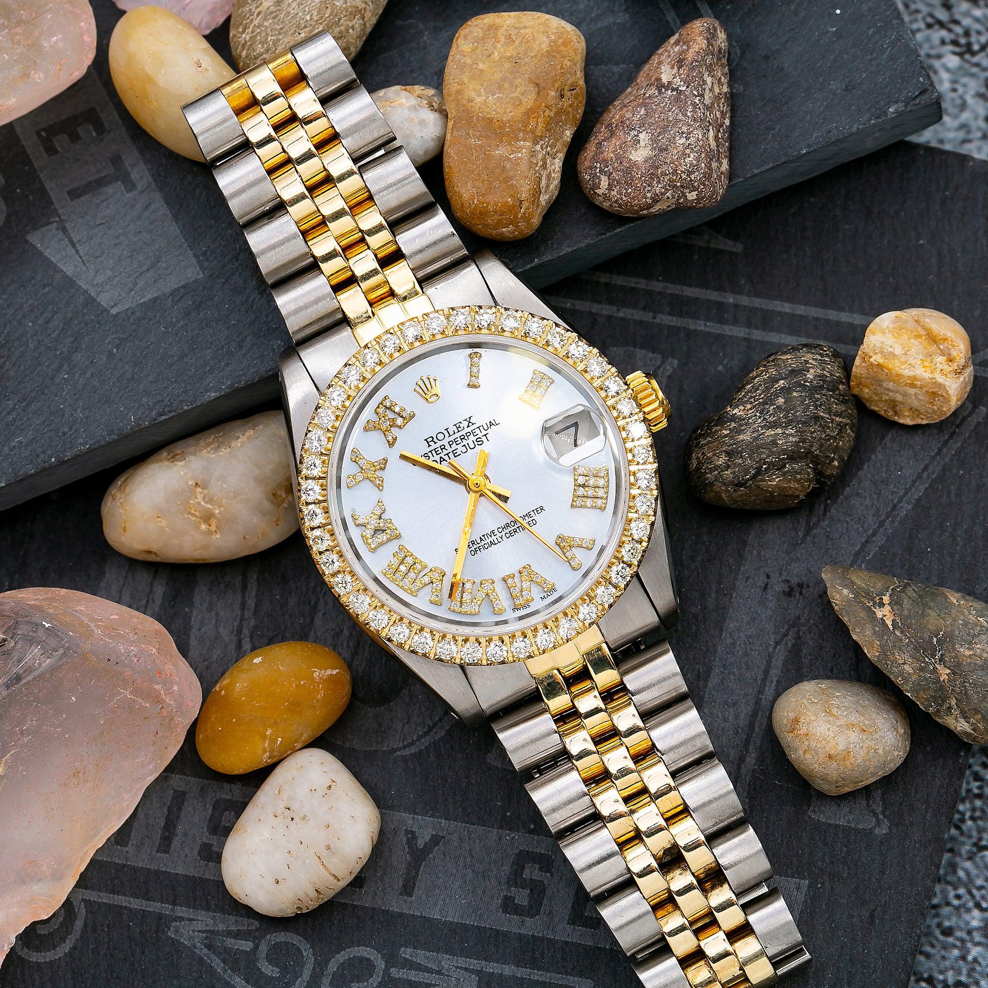 Rolex Datejust 6827 31MM Light Blue Diamond Dial With Two Tone Jubilee Bracelet