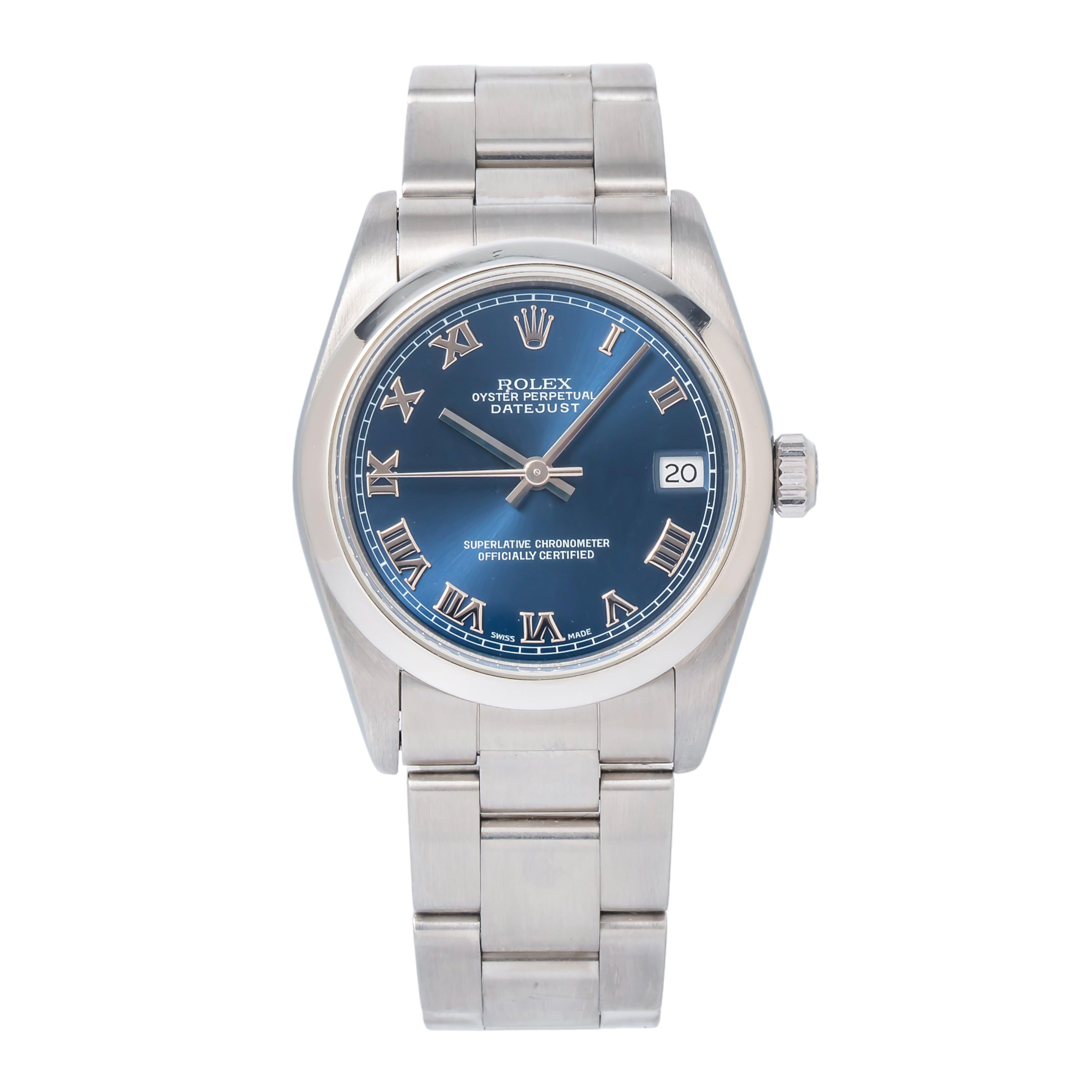 Rolex Datejust 68240 31MM Blue Roman Dial With Stainless Steel Oyster Bracelet