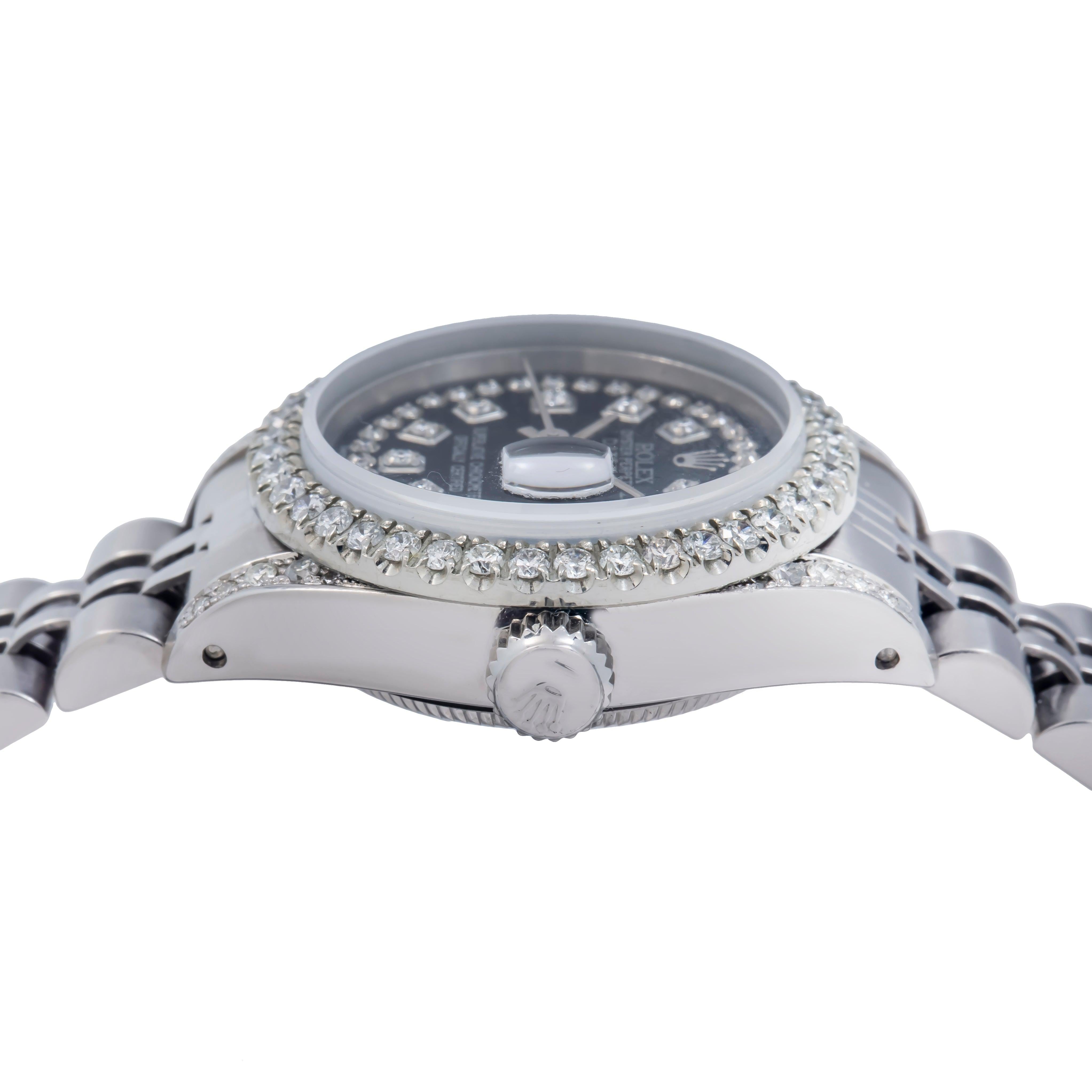 Rolex Datejust 69160 26MM Black Diamond Dial With Diamond Bezel