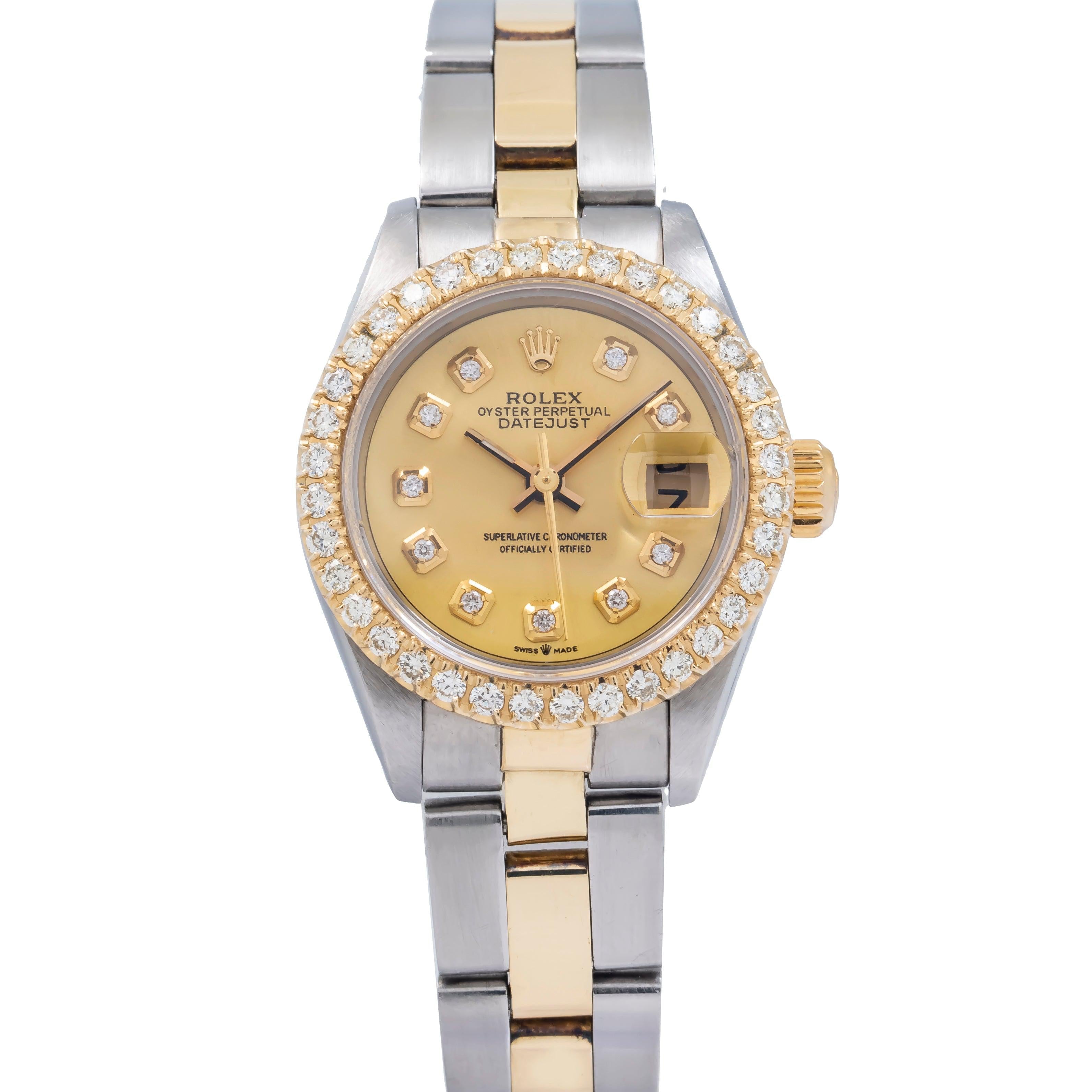 Rolex Datejust 69173 26MM Champagne Diamond Dial With Two Tone Bracelet