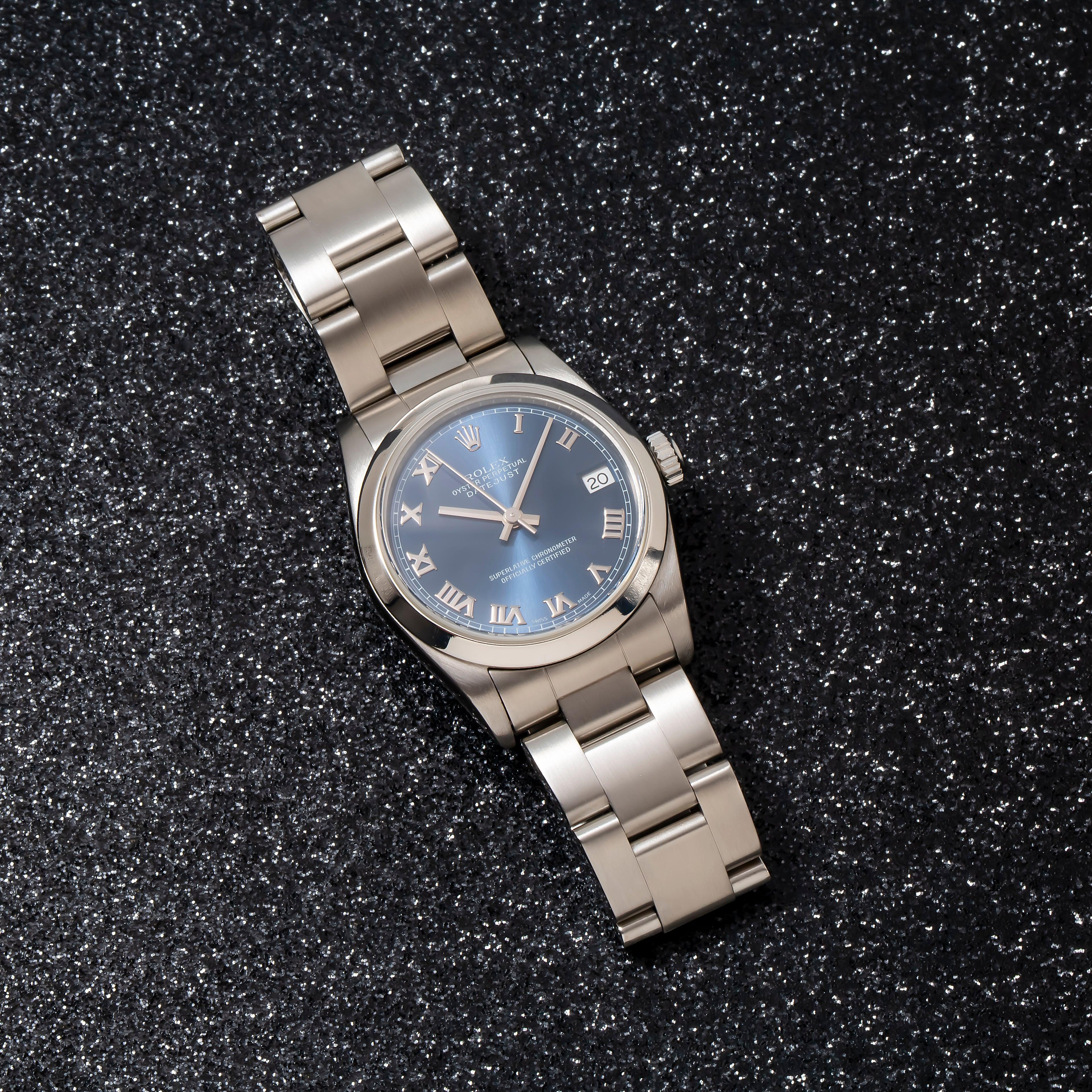 Rolex Datejust 68240 31MM Blue Roman Dial With Stainless Steel Oyster Bracelet