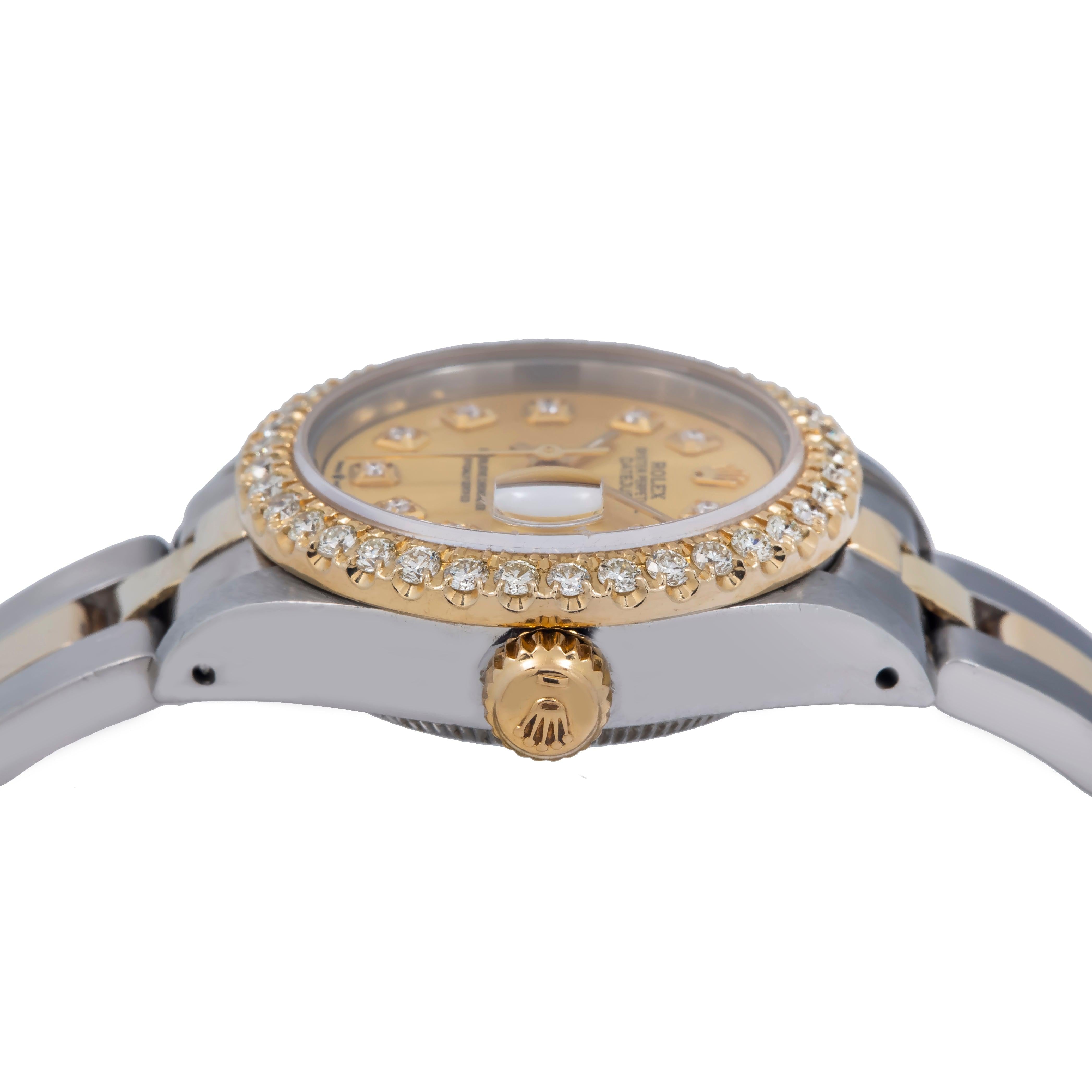 Rolex Datejust 69173 26MM Champagne Diamond Dial With Two Tone Bracelet