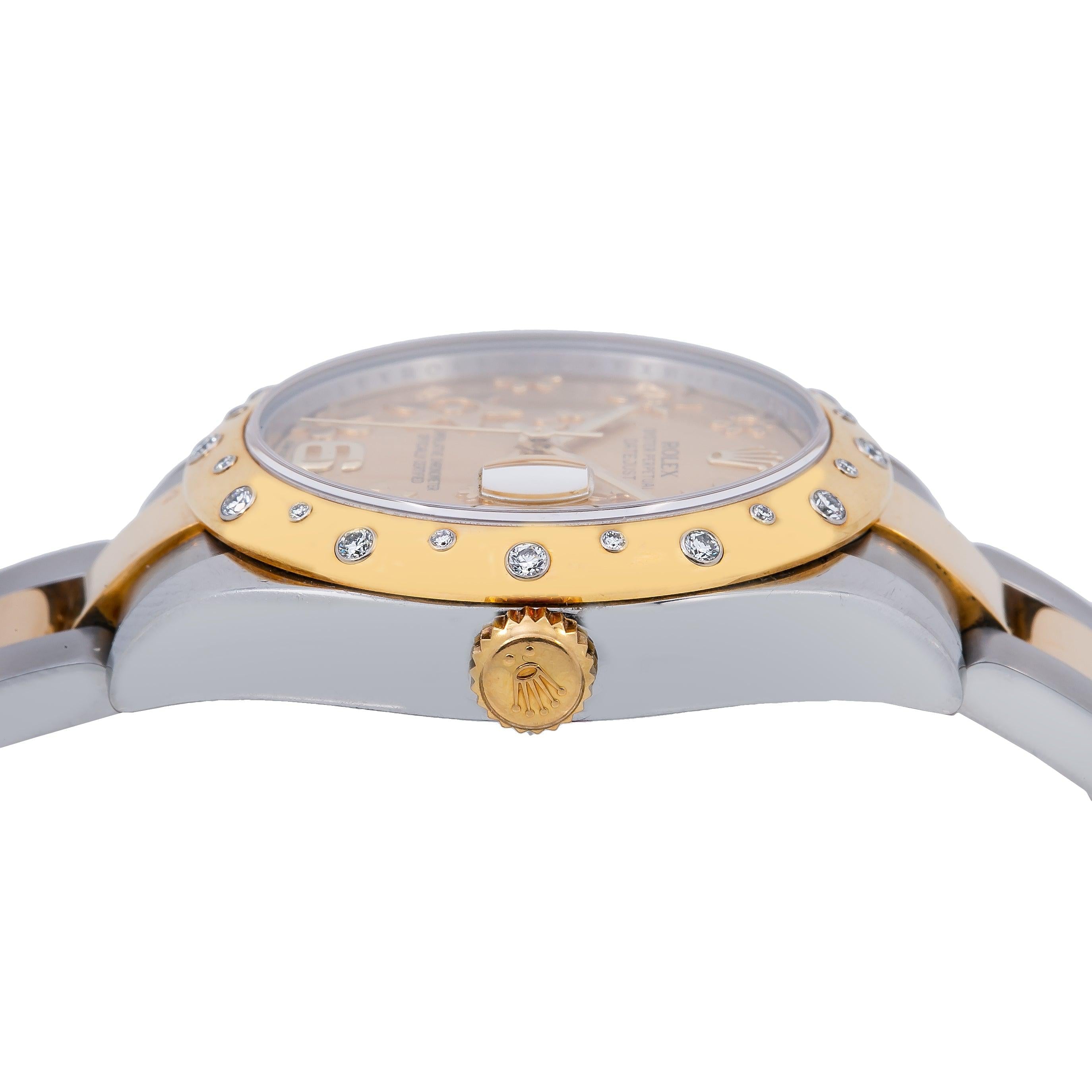 Rolex Datejust 178343 31MM Champagne Flower Dial With Two Tone Oyster Bracelet