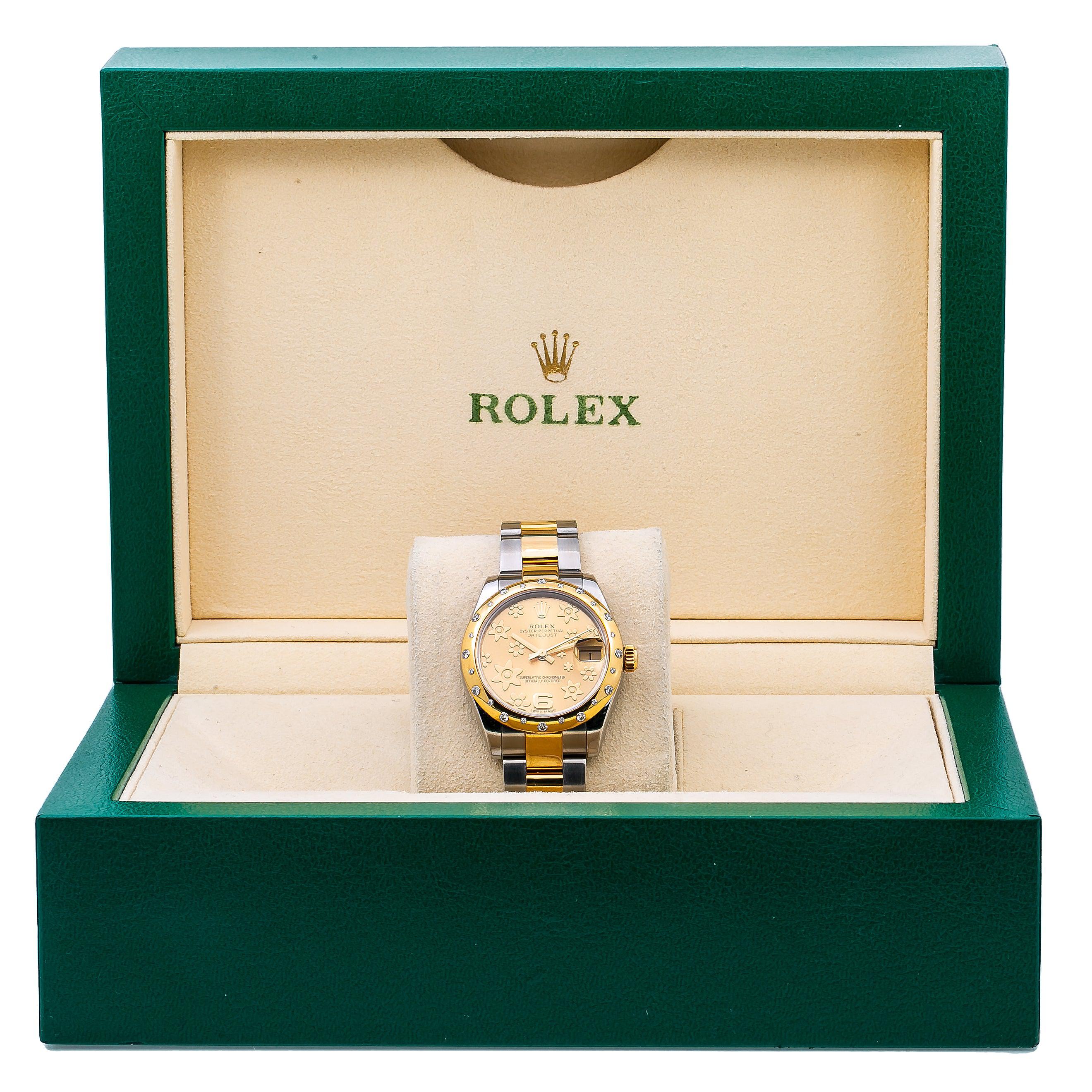 Rolex Datejust 178343 31MM Champagne Flower Dial With Two Tone Oyster Bracelet