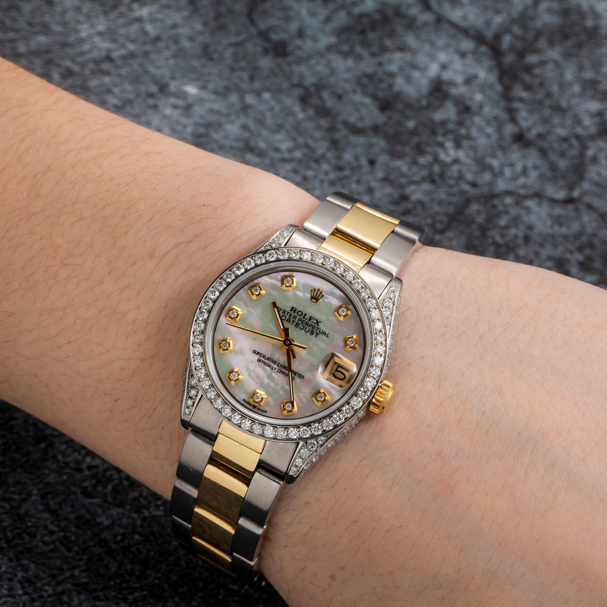 Rolex Datejust 6824 31MM Mother Of Pearl Diamond Dial With Two-Tone Bracelet