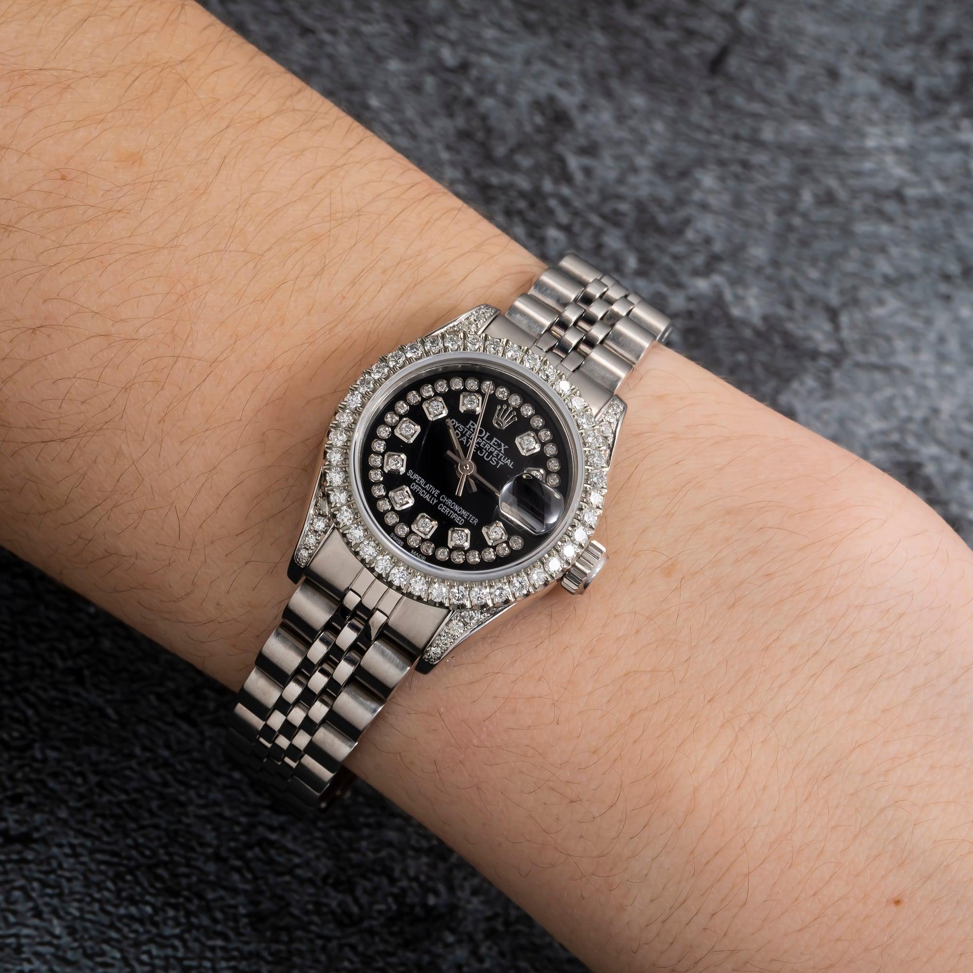 Rolex Datejust 69160 26MM Black Diamond Dial With Diamond Bezel