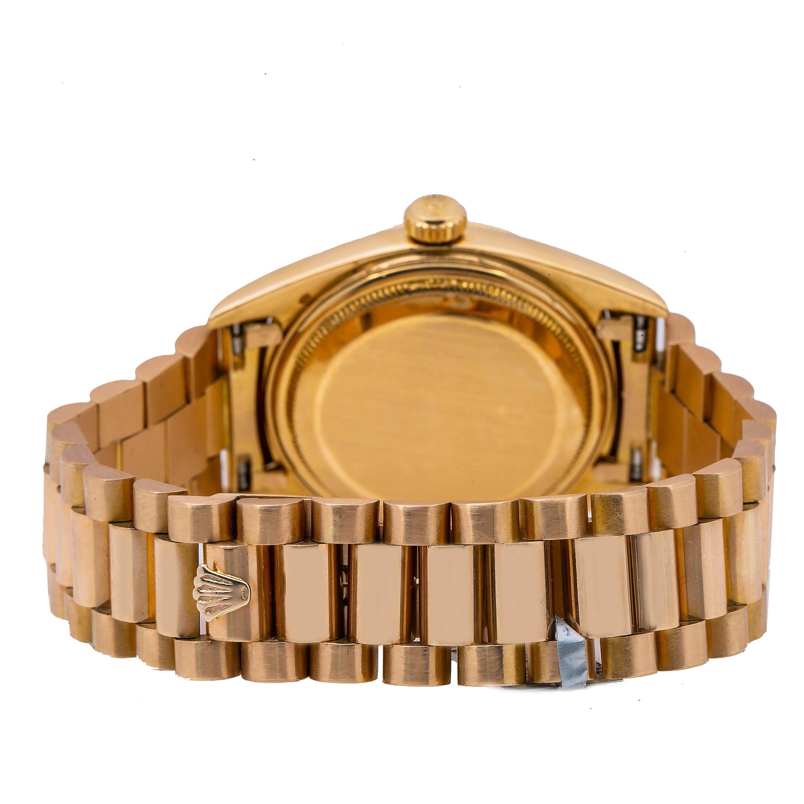 Rolex Day-Date 18038 36MM Black Diamond Dial With Yellow Gold President Bracelet