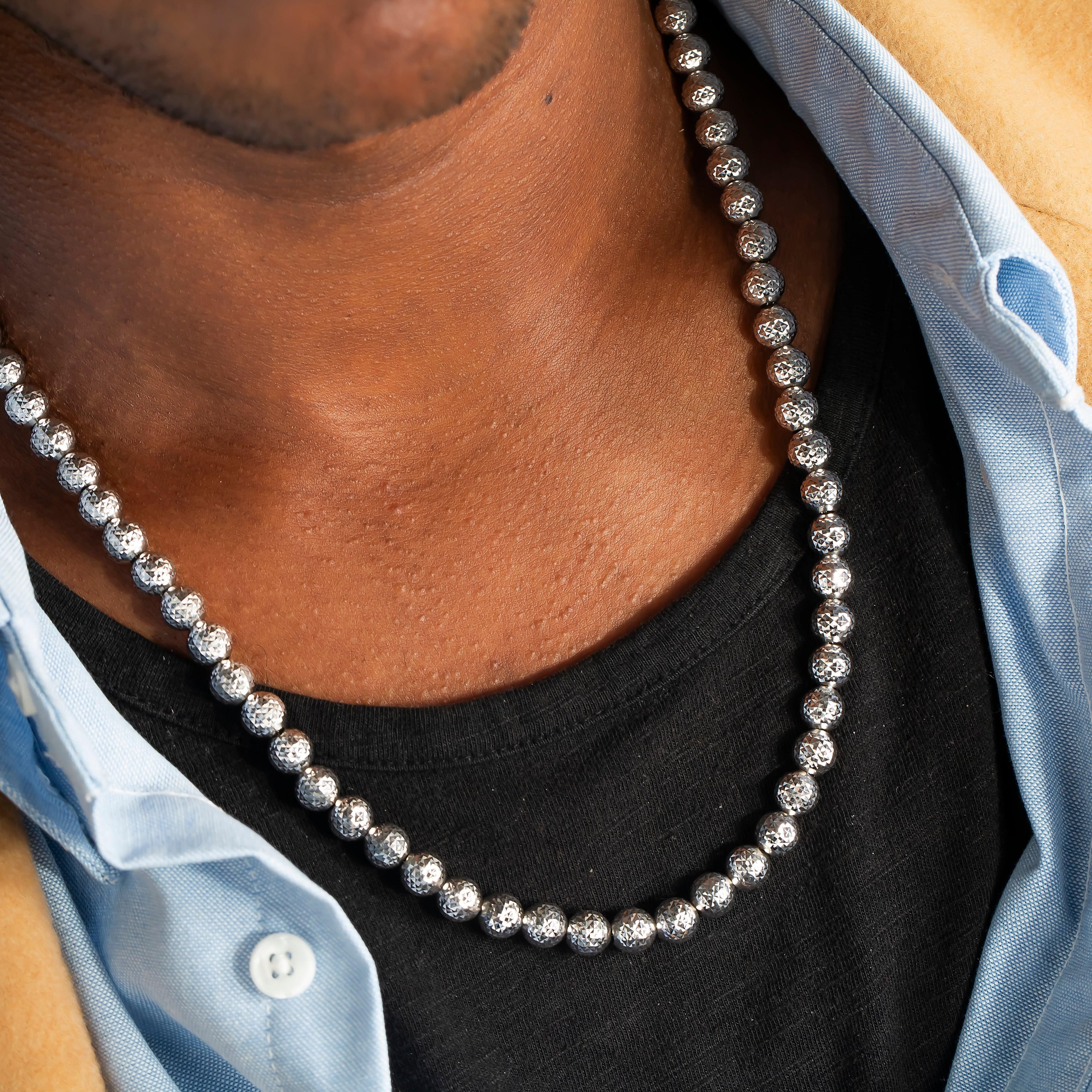 10K GOLD 7.93MM SOLID MOON BEAD CHAIN