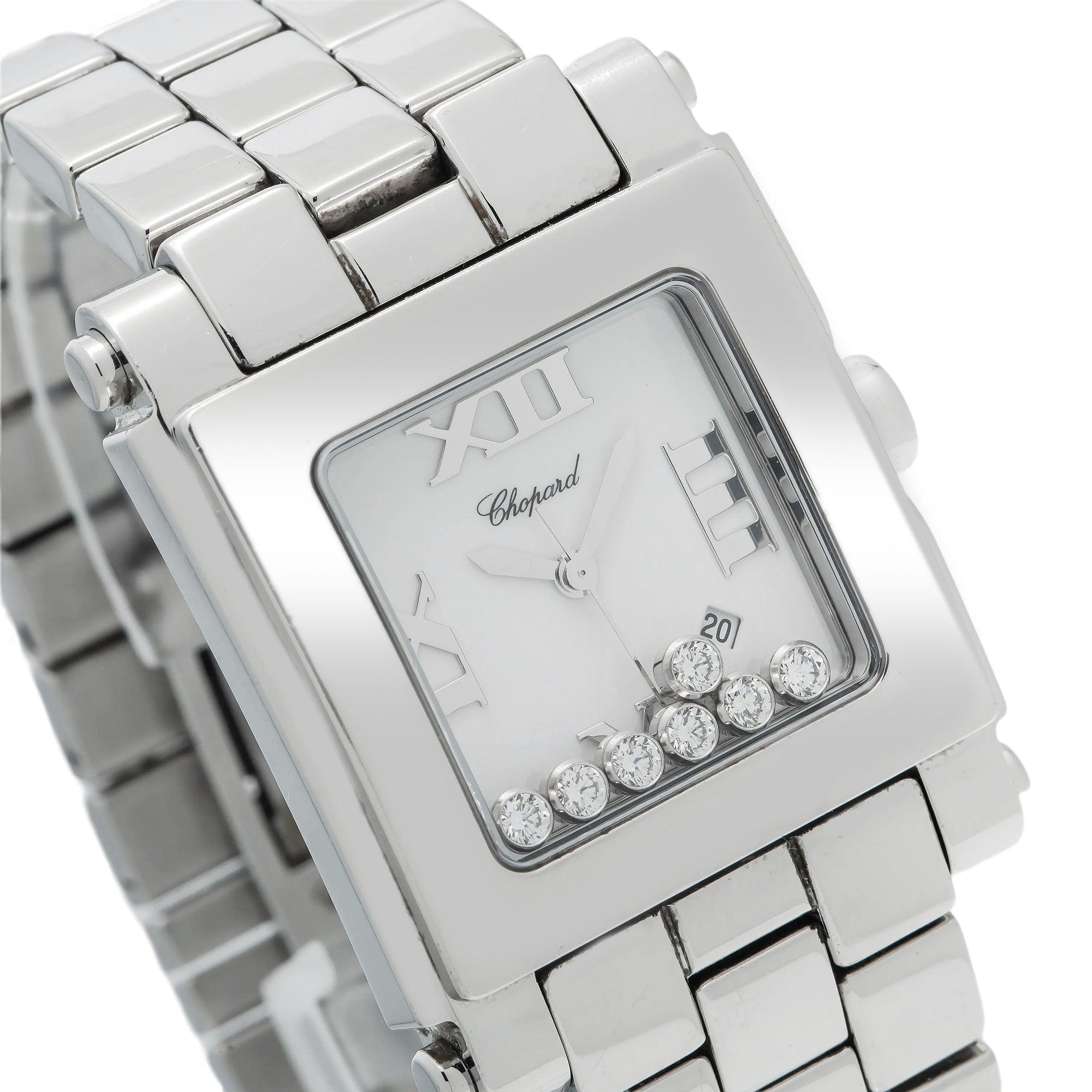 Chopard Happy Sport Square 278496-8495 37.5MM Quartz White Dial With SS Diamond