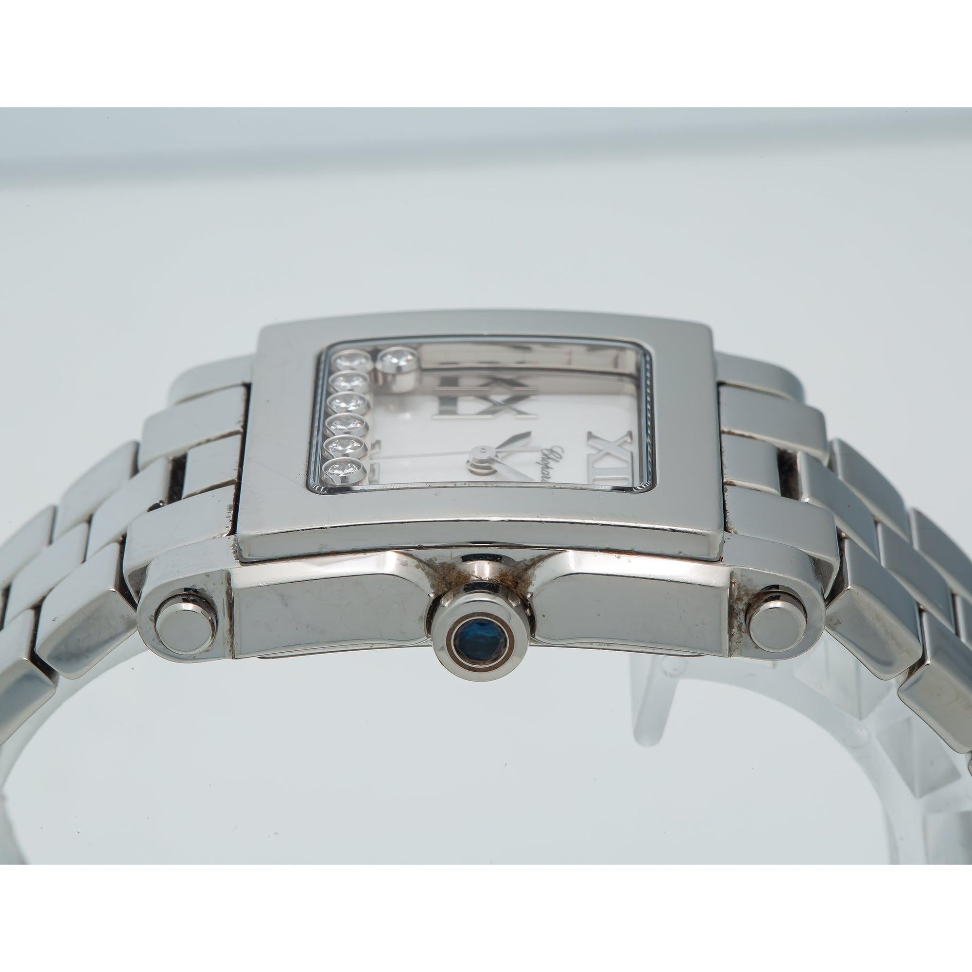 Chopard Happy Sport Square 278496-8495 37.5MM Quartz White Dial With SS Diamond