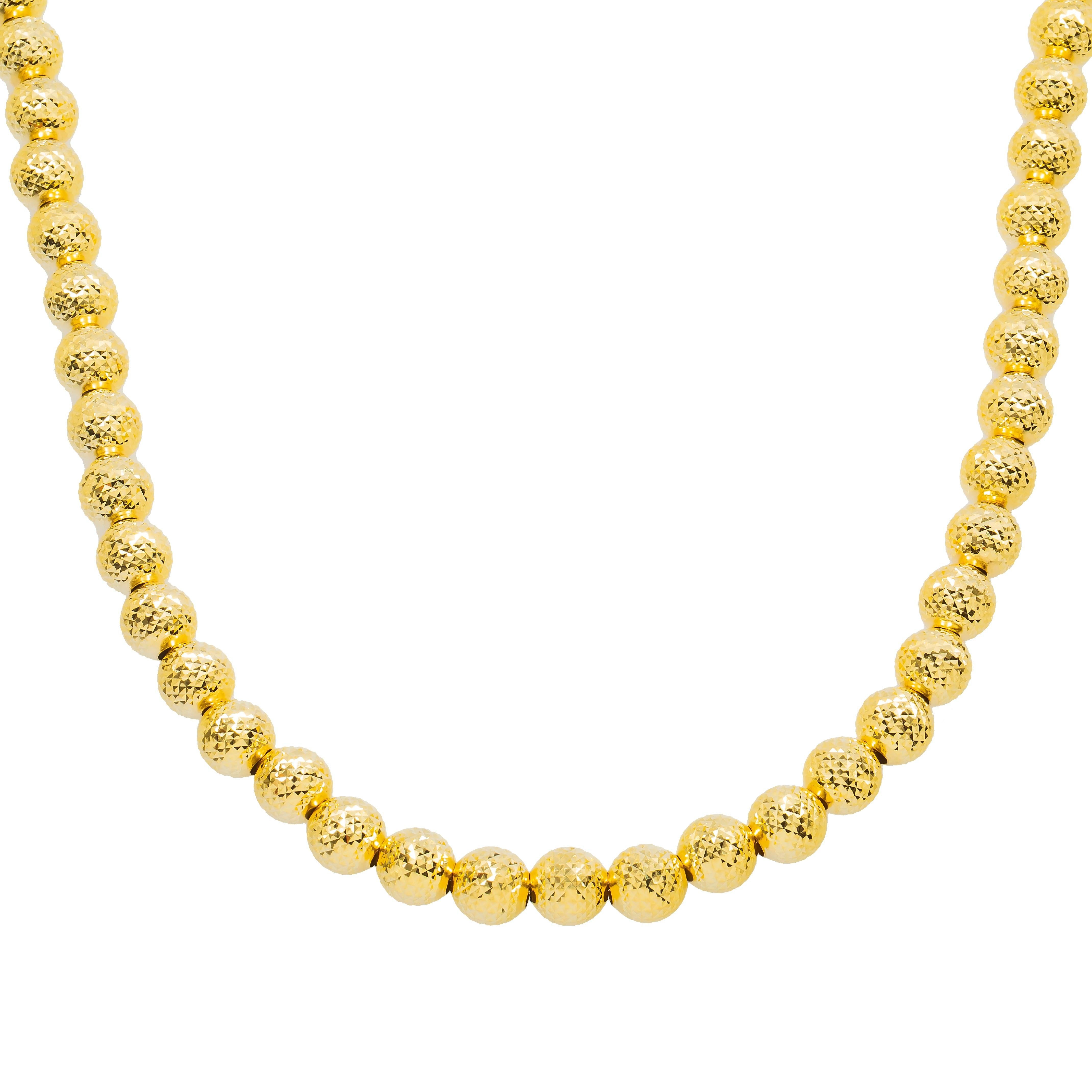 10K GOLD 9.97MM SOLID MOON BEAD CHAIN