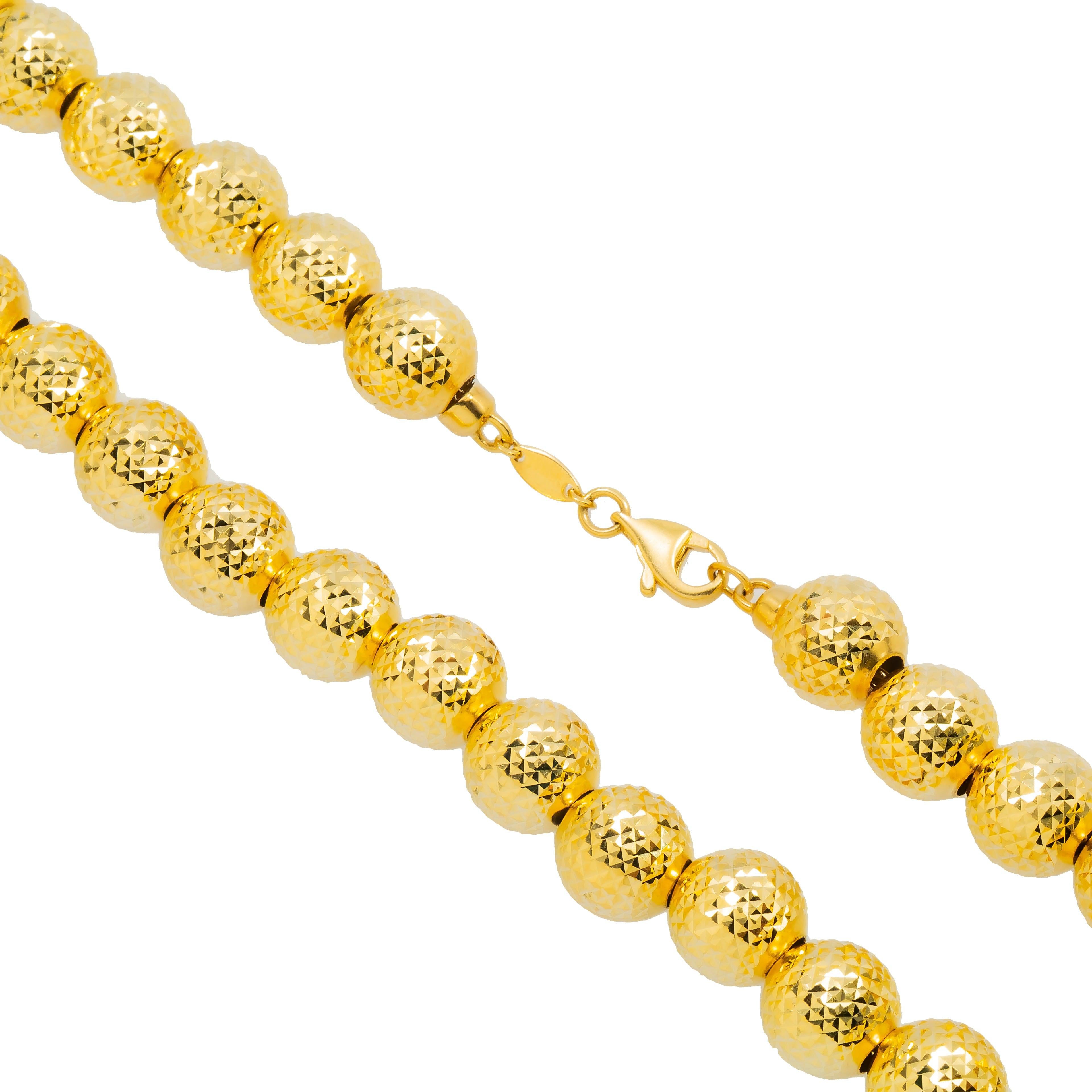 10K GOLD 9.97MM SOLID MOON BEAD CHAIN