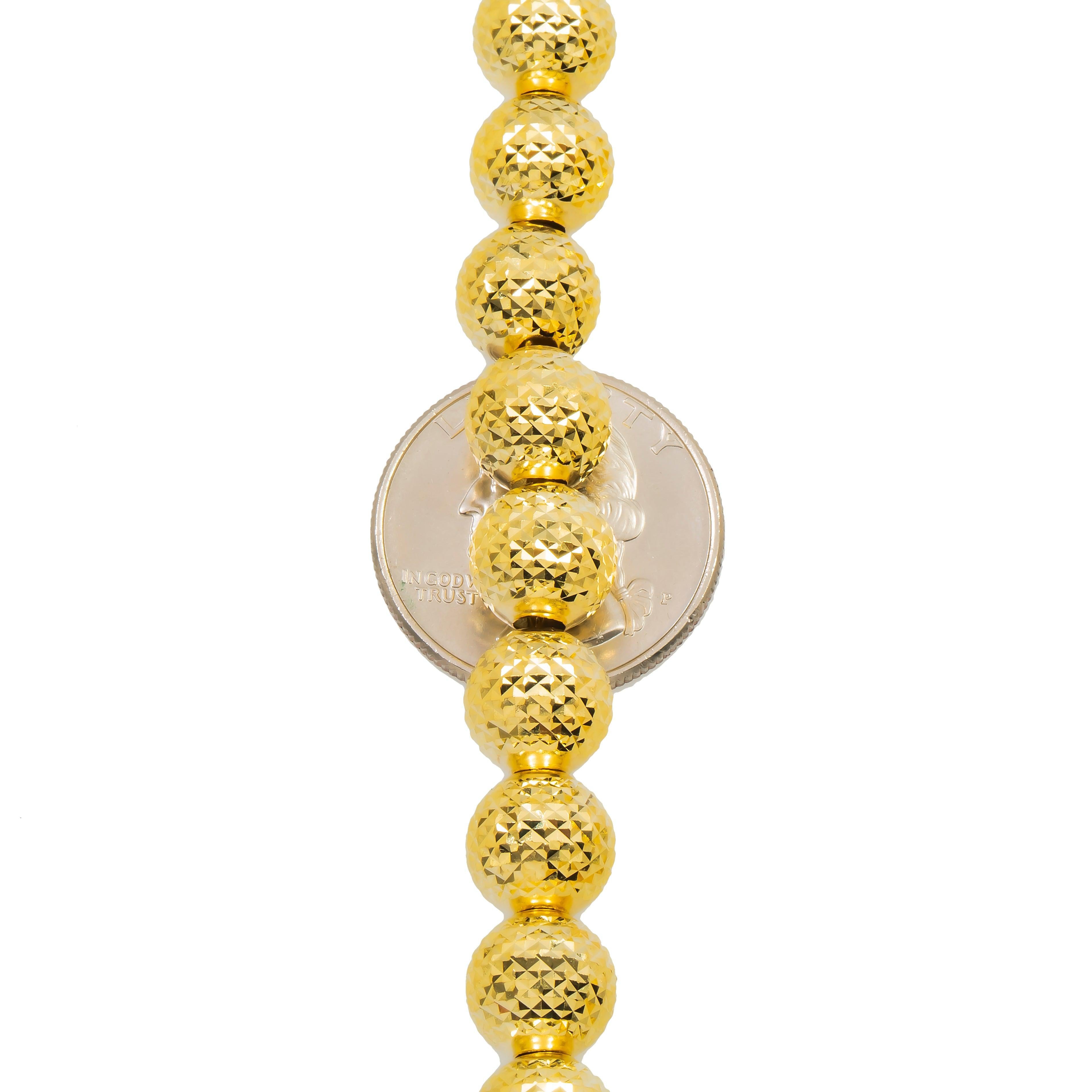 10K GOLD 9.97MM SOLID MOON BEAD CHAIN