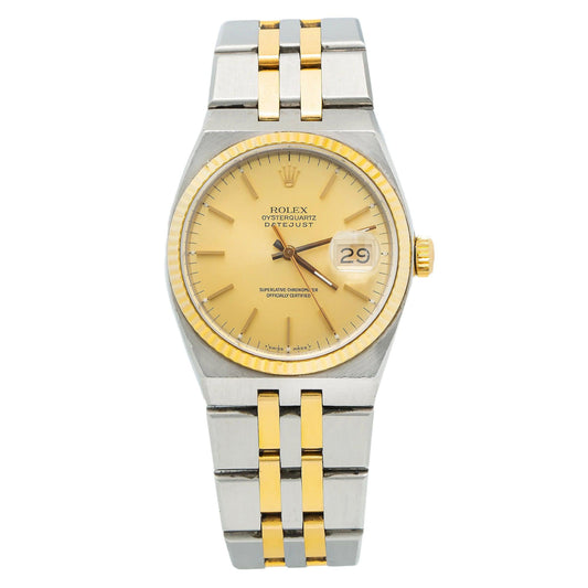 Rolex Oysterquartz Datejust 17013 36MM Champagne Dial With Two Tone Jubilee Bracelet