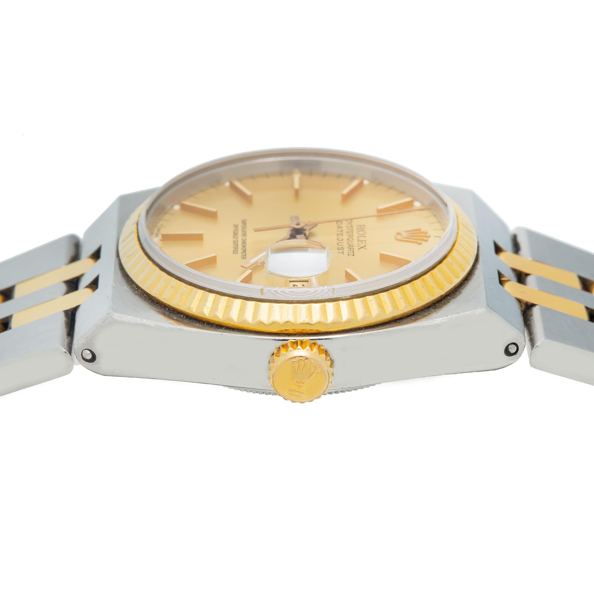Rolex Oysterquartz Datejust 17013 36MM Champagne Dial With Two Tone Jubilee Bracelet