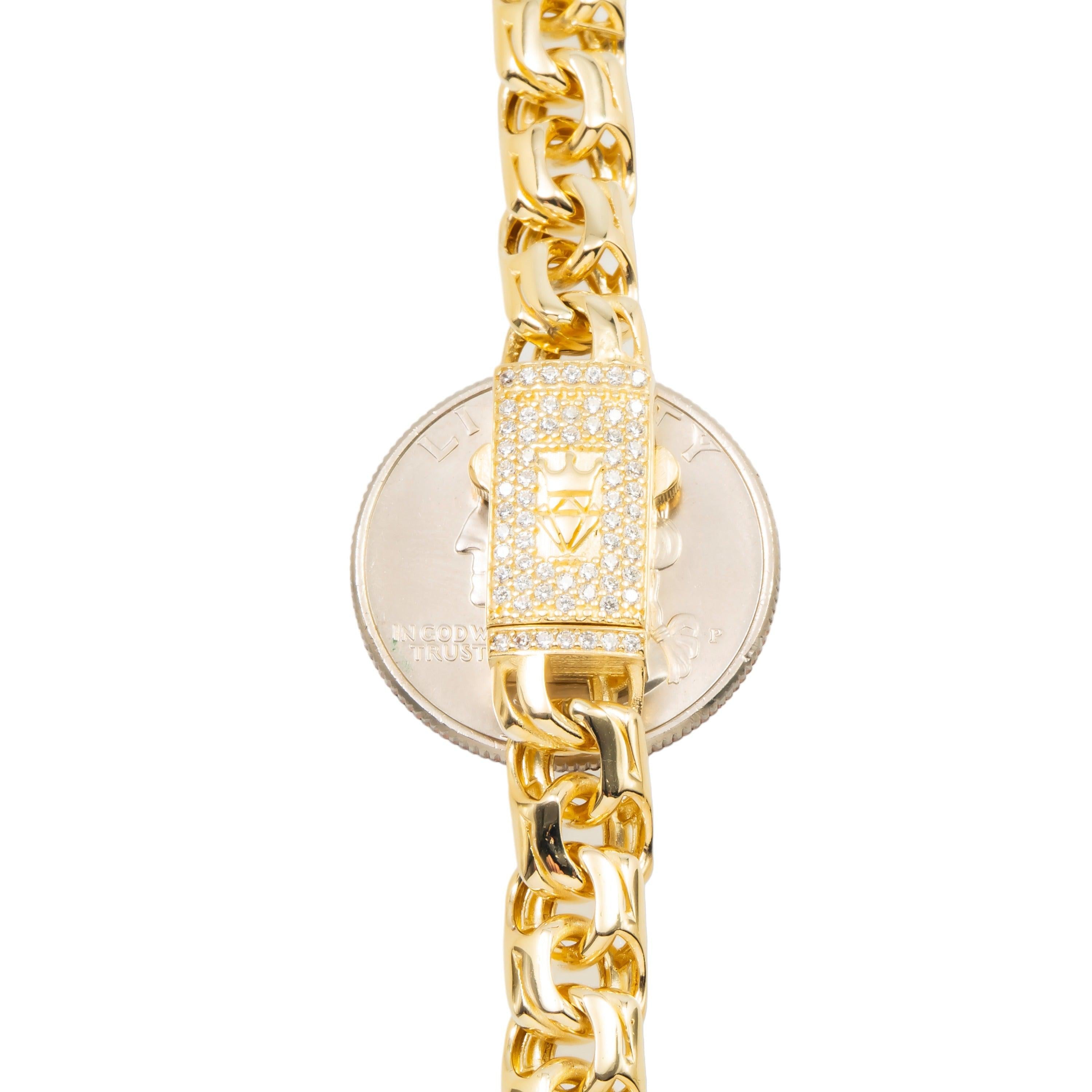 10K GOLD 7.94MM HOLLOW BYZANTINE CHAIN WITH CZ CLASP