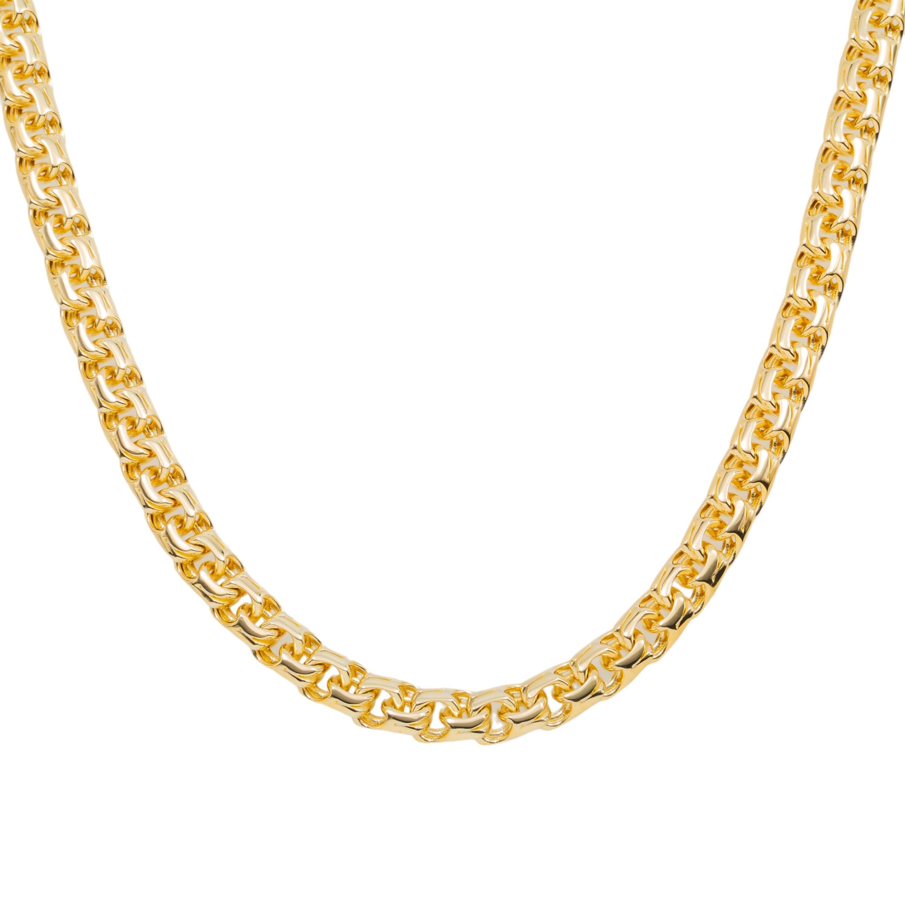 10K GOLD 7.94MM HOLLOW BYZANTINE CHAIN WITH CZ CLASP