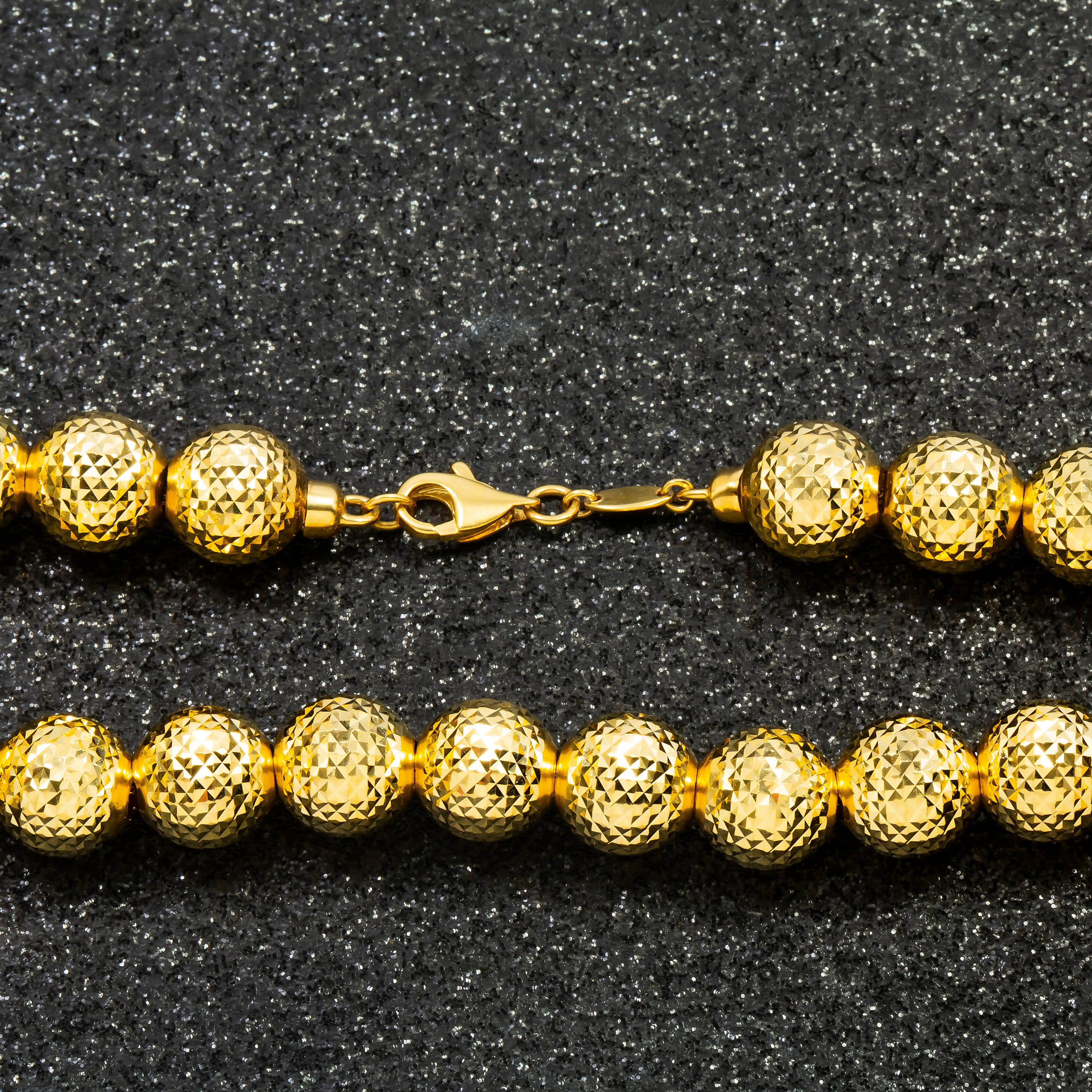 10K GOLD 9.97MM SOLID MOON BEAD CHAIN