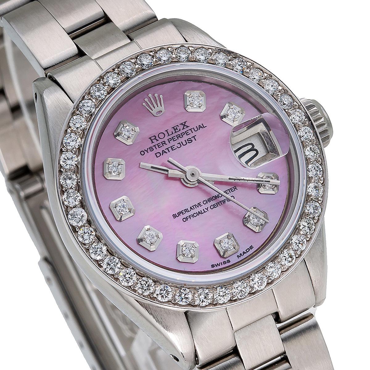Rolex Datejust Diamond Watch, 6917 26mm, Pink Mother Of Pearl Dial With 1.3CT Diamonds