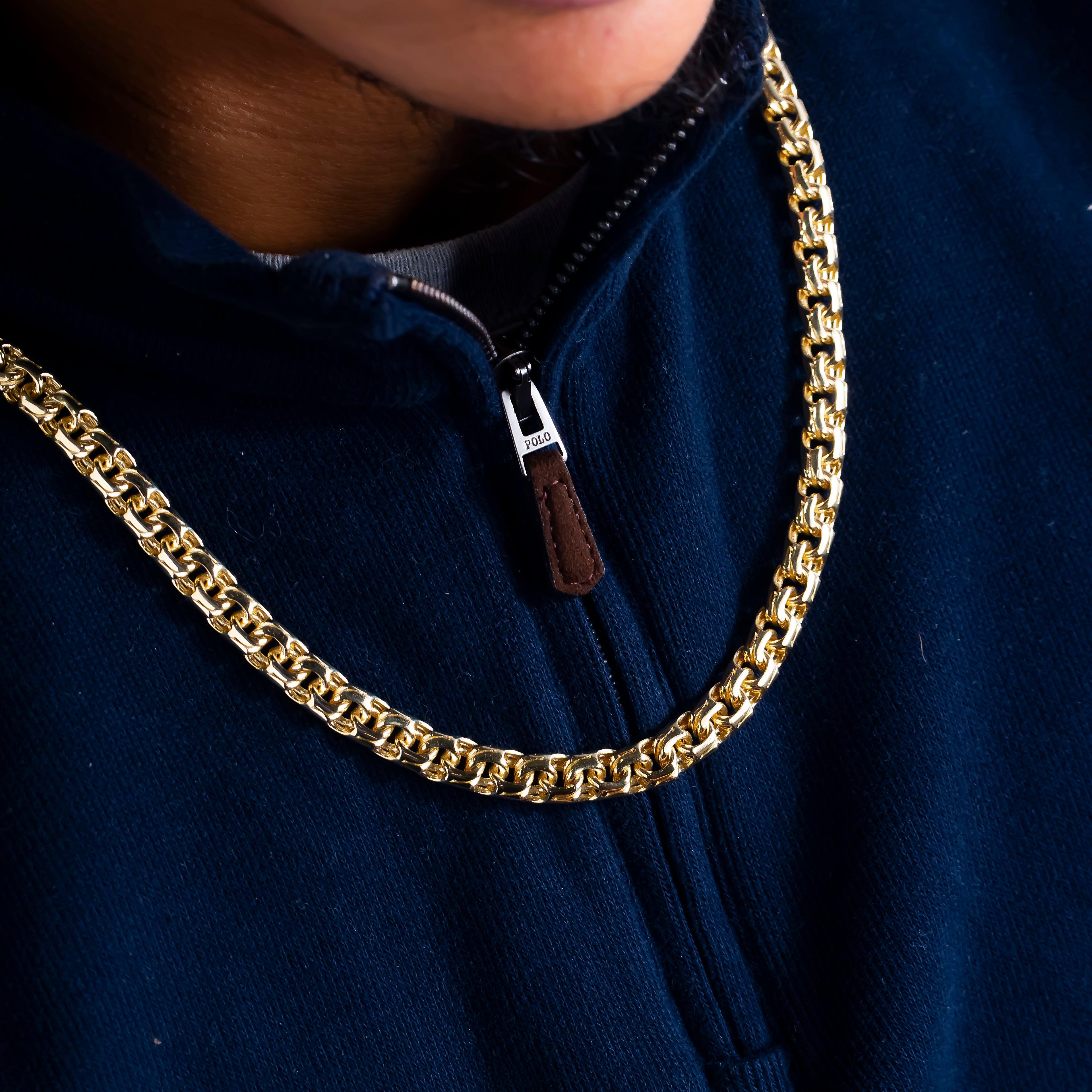 10K GOLD 7.94MM HOLLOW BYZANTINE CHAIN WITH CZ CLASP