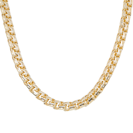 10K GOLD 9.75MM SOLID BYZANTINE CHAIN WITH DIAMOND CLASP