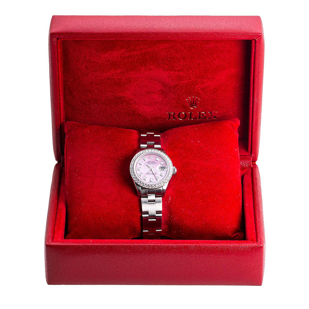 Rolex Datejust Diamond Watch, 6917 26mm, Pink Mother Of Pearl Dial With 1.3CT Diamonds