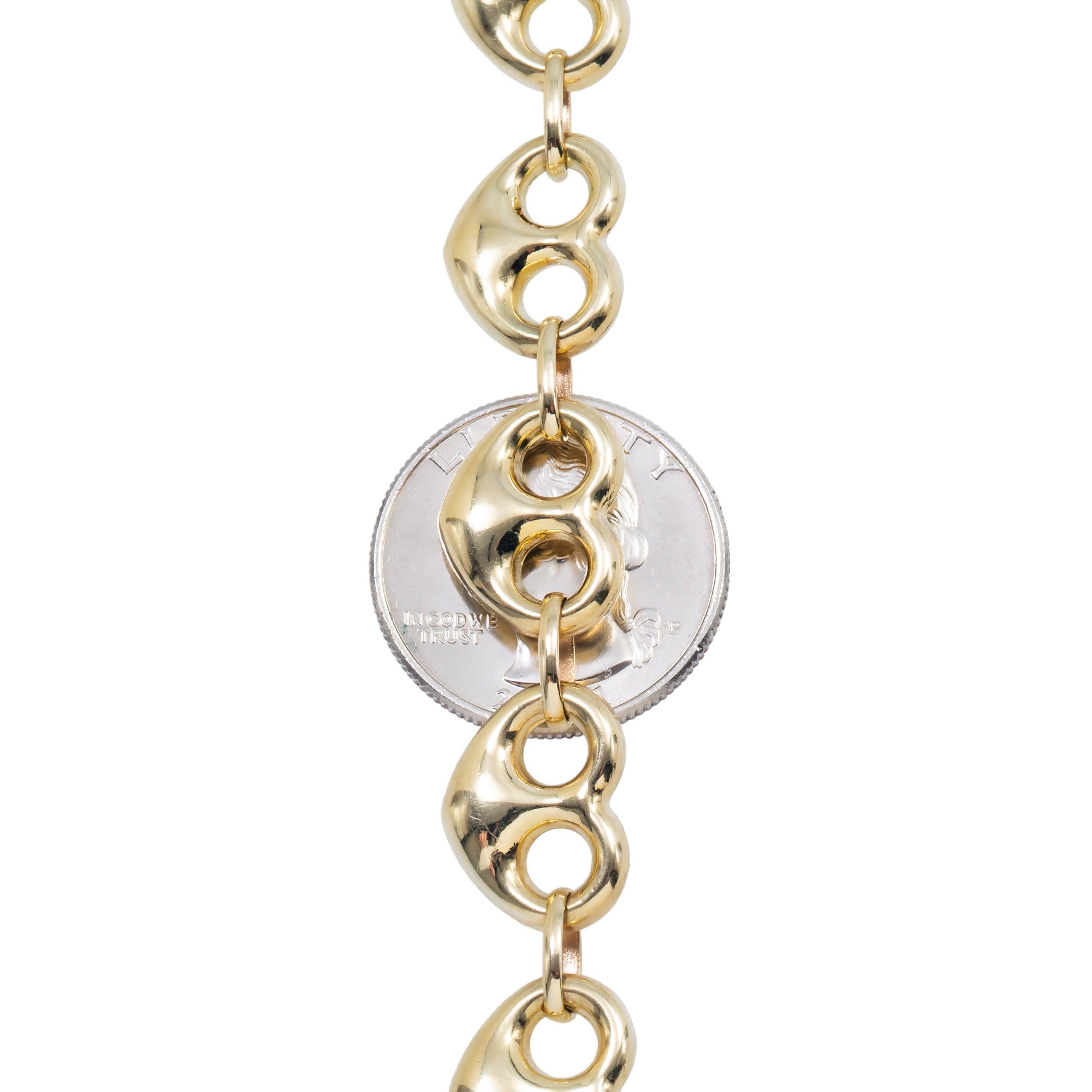 10K GOLD 9.38MM HOLLOW PUFFED HEART SHAPE CHAIN