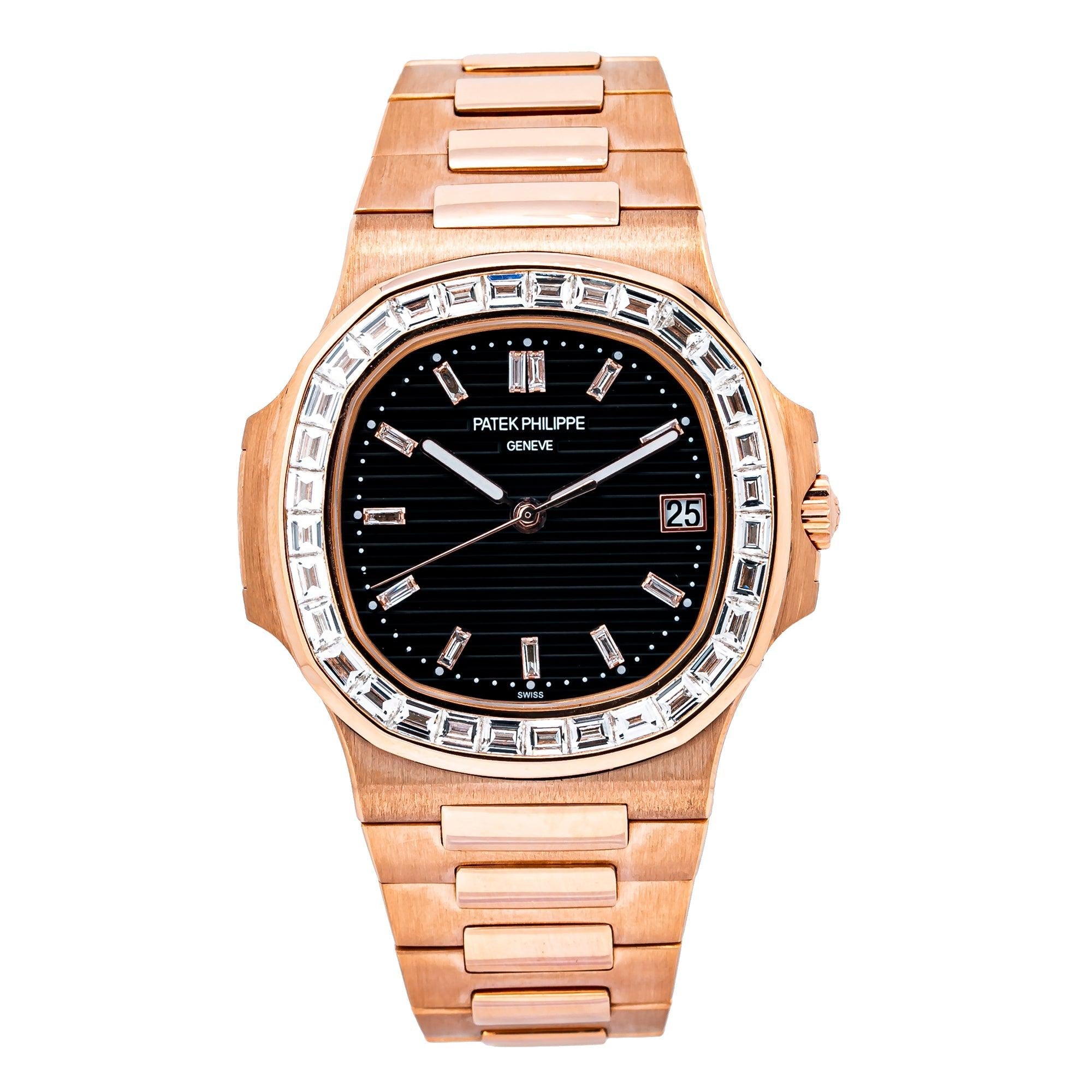 Patek Philippe Nautilus 5711 40MM Black Diamond Dial With Rose Gold Bracelet