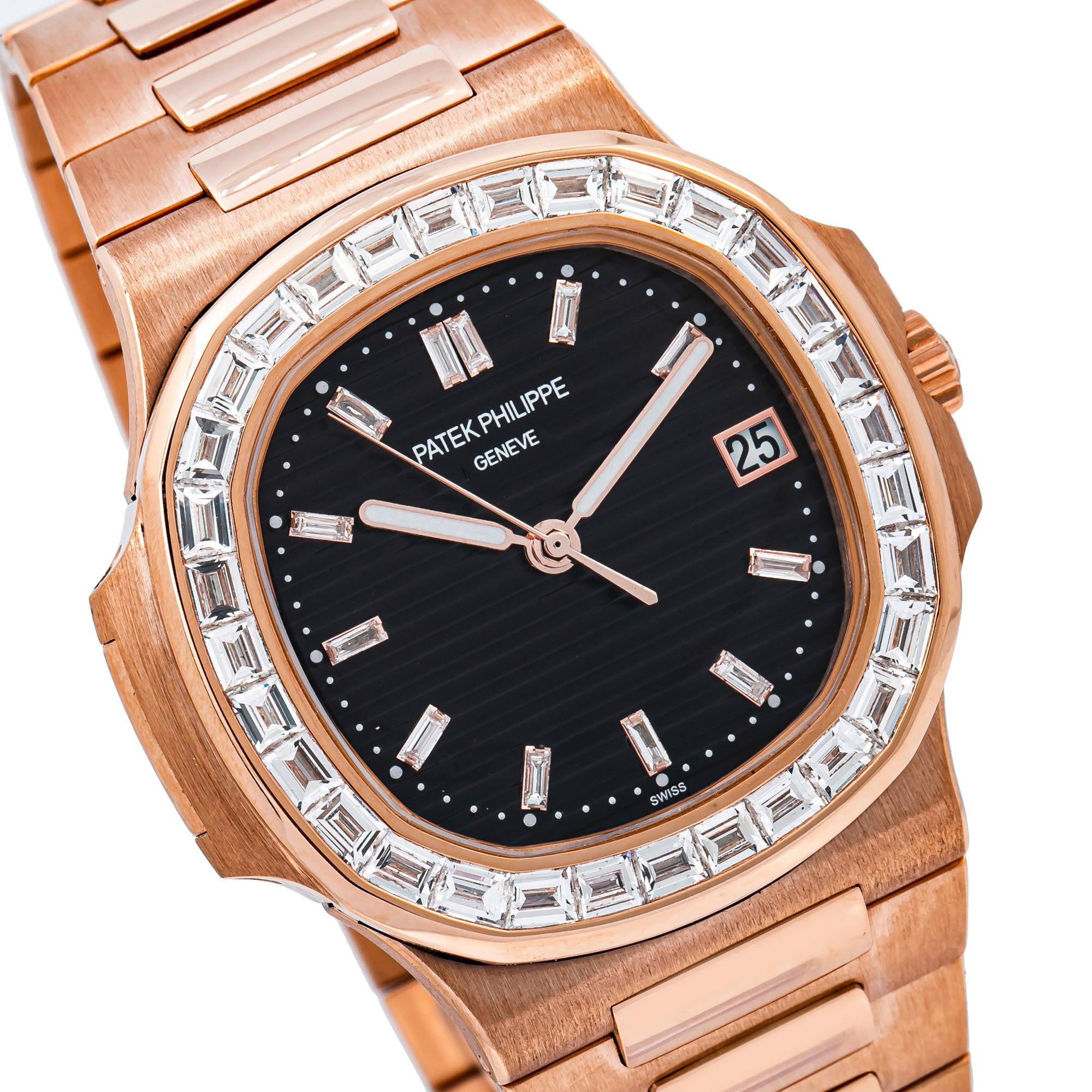 Patek Philippe Nautilus 5711 40MM Black Diamond Dial With Rose Gold Bracelet