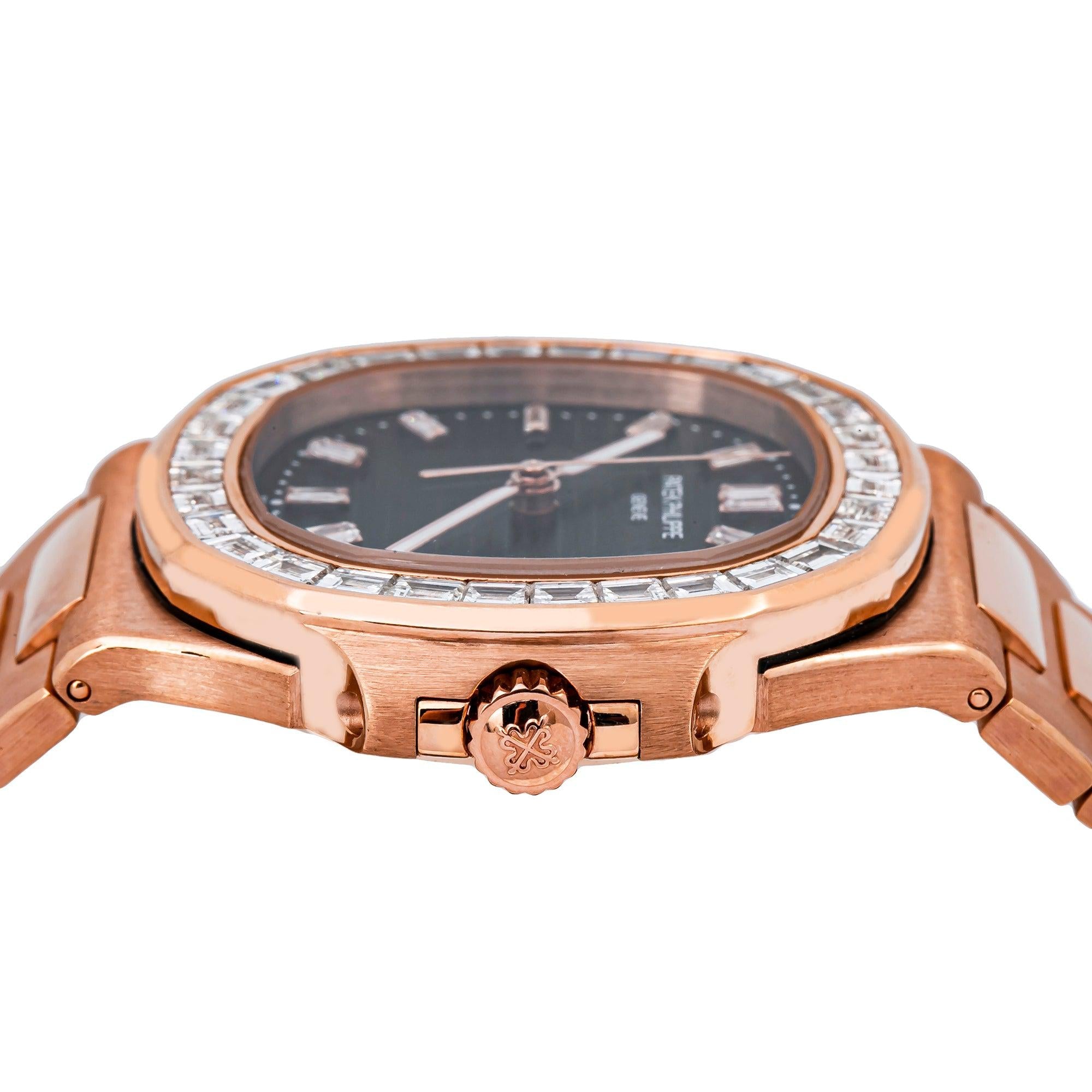 Patek Philippe Nautilus 5711 40MM Black Diamond Dial With Rose Gold Bracelet