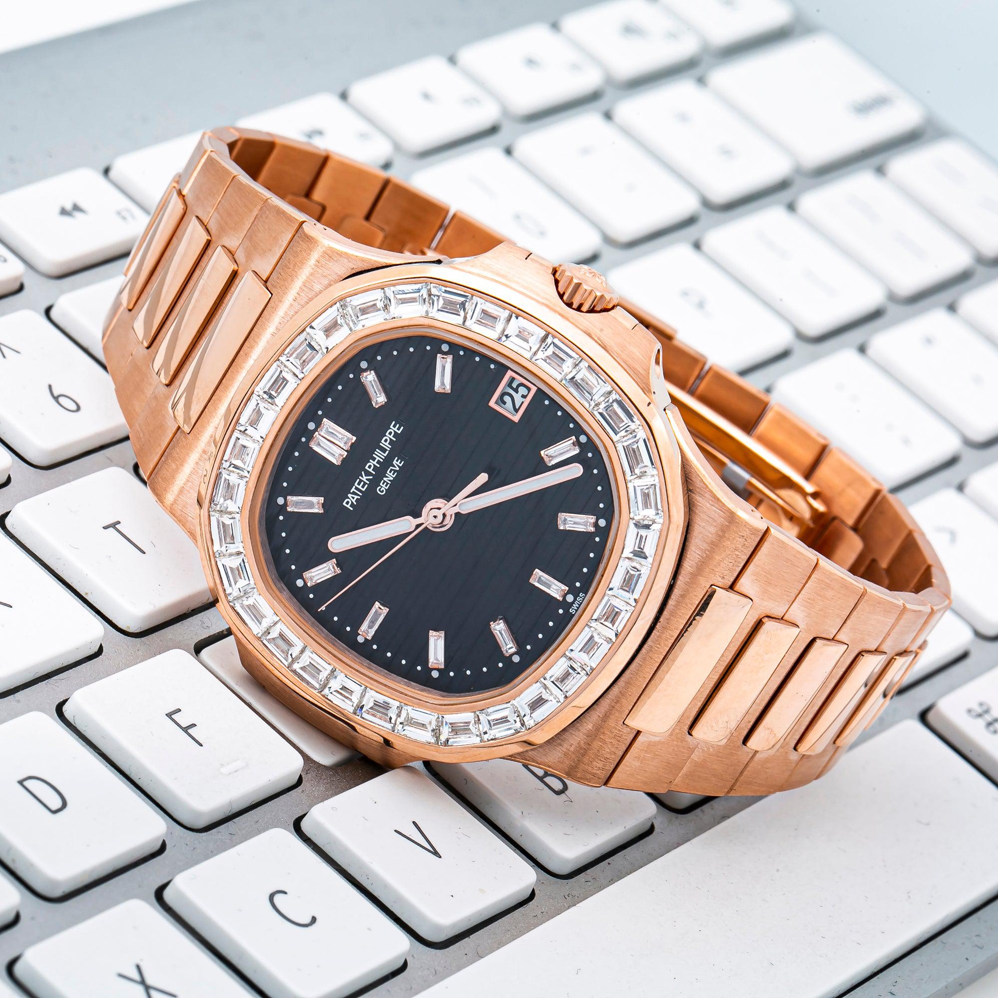 Patek Philippe Nautilus 5711 40MM Black Diamond Dial With Rose Gold Bracelet