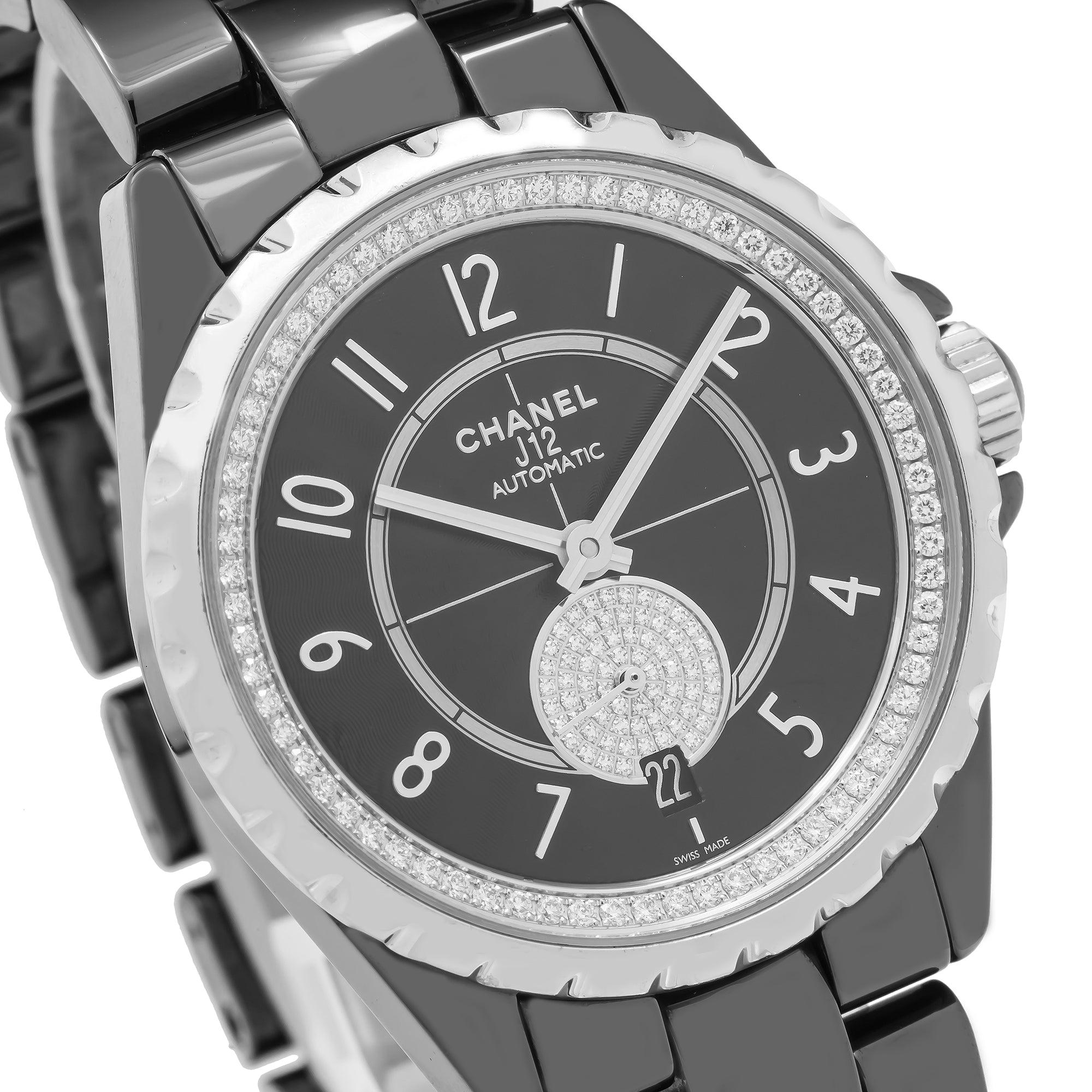 Chanel J12 33MM Black Dial Diamond Bezel With Black Ceramic Bracelet