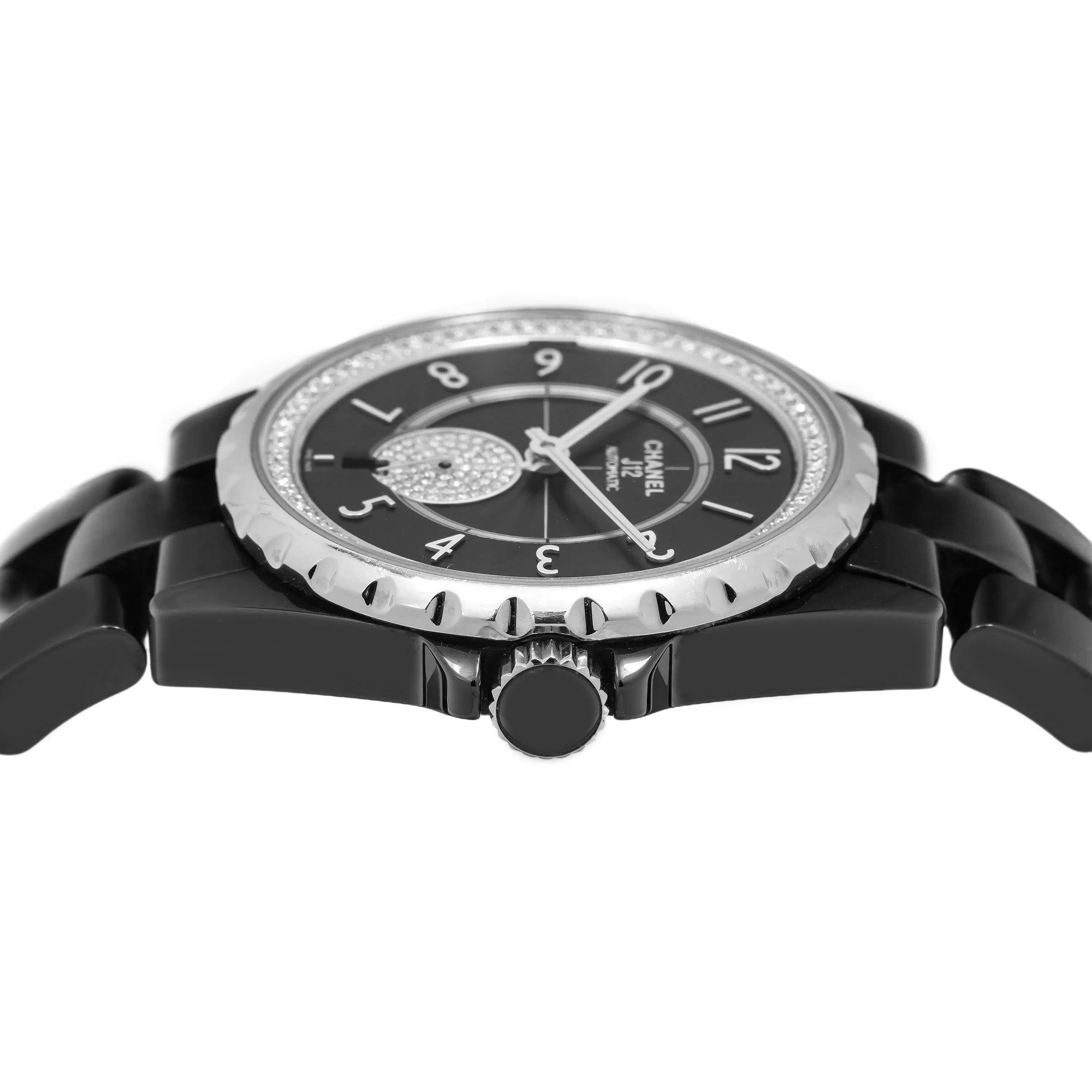Chanel J12 33MM Black Dial Diamond Bezel With Black Ceramic Bracelet