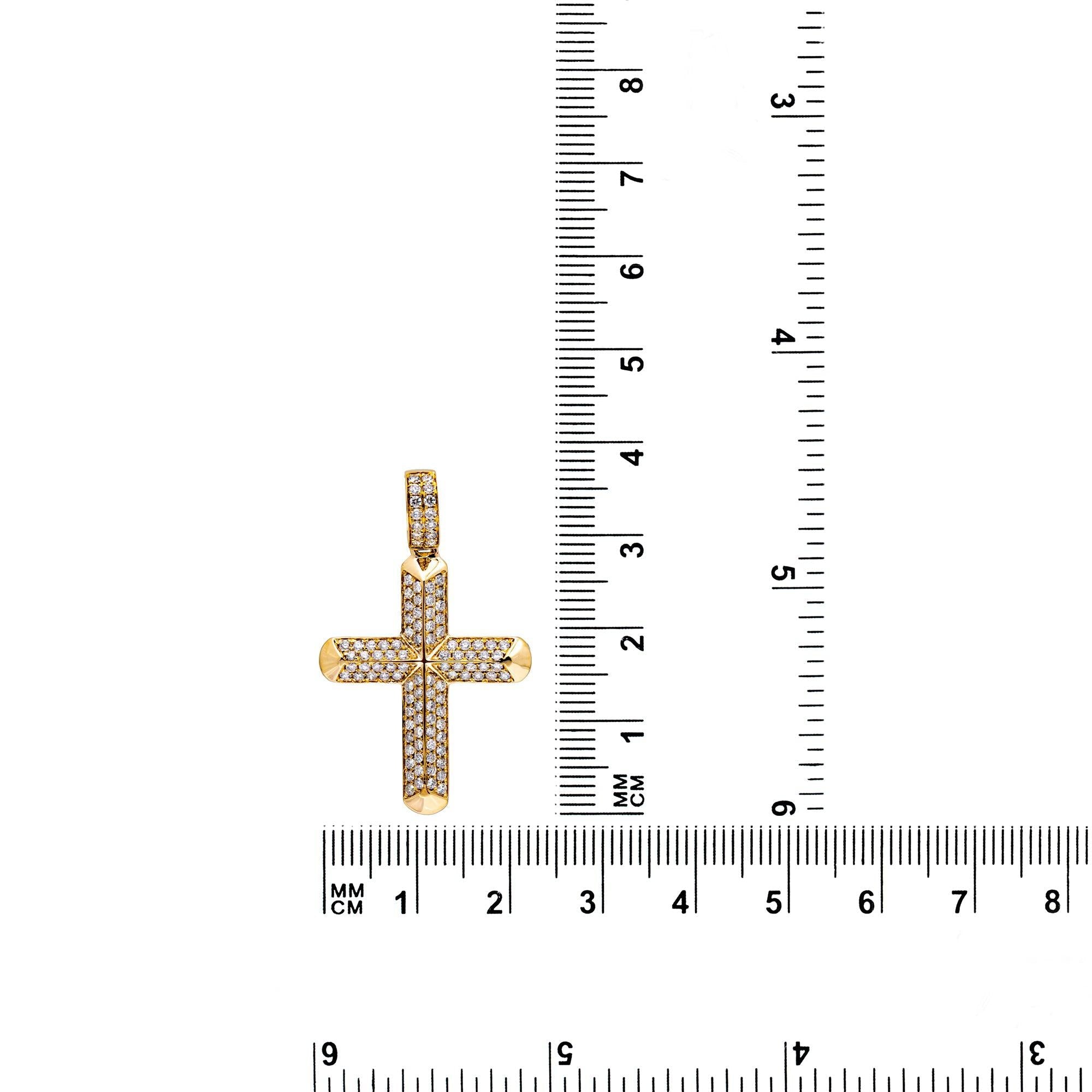 14K YELLOW GOLD UNISEX CROSS WITH 1.15 CT  DIAMONDS