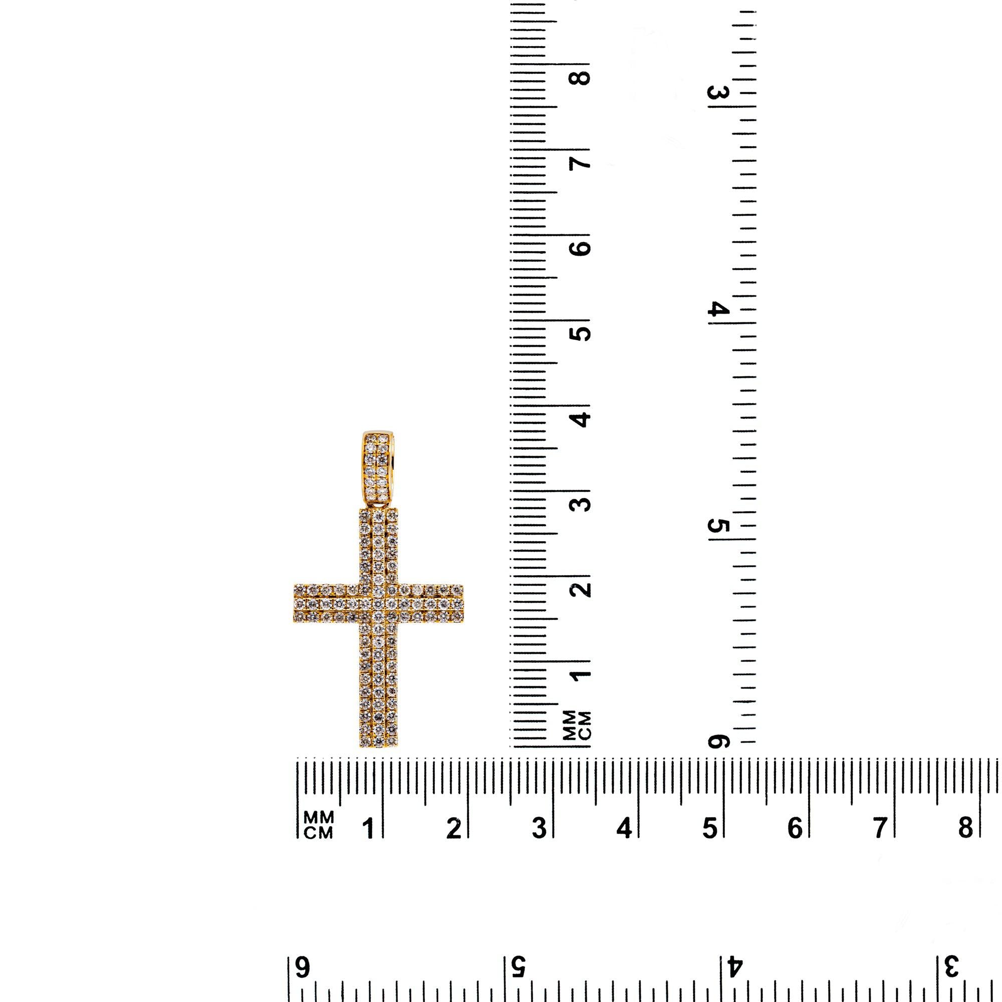14K YELLOW GOLD UNISEX CROSS WITH 1.22 CT  DIAMONDS