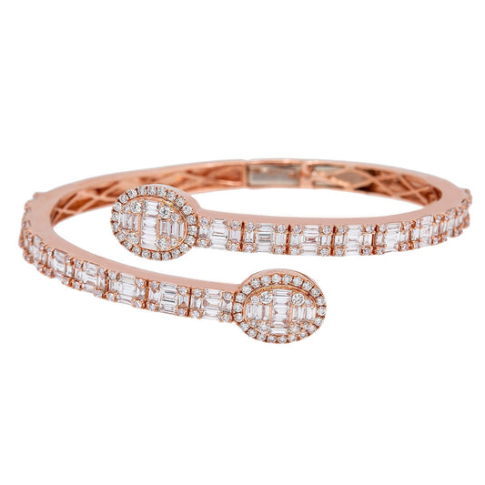 14K Rose Gold Baguette Diamonds Bracelet