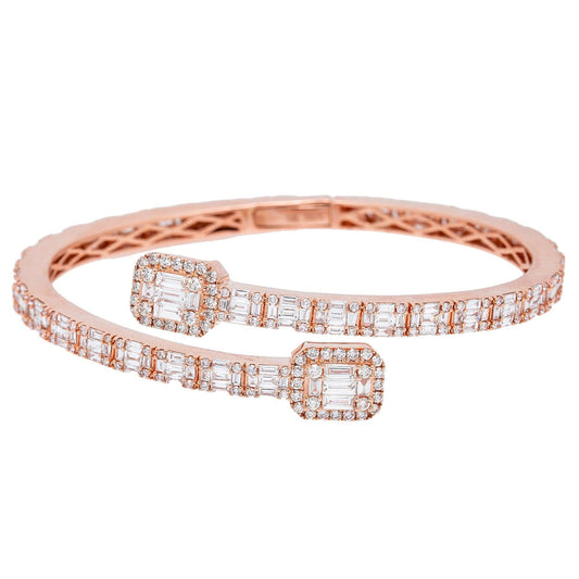 14K Rose Gold Baguette Diamonds Bracelet