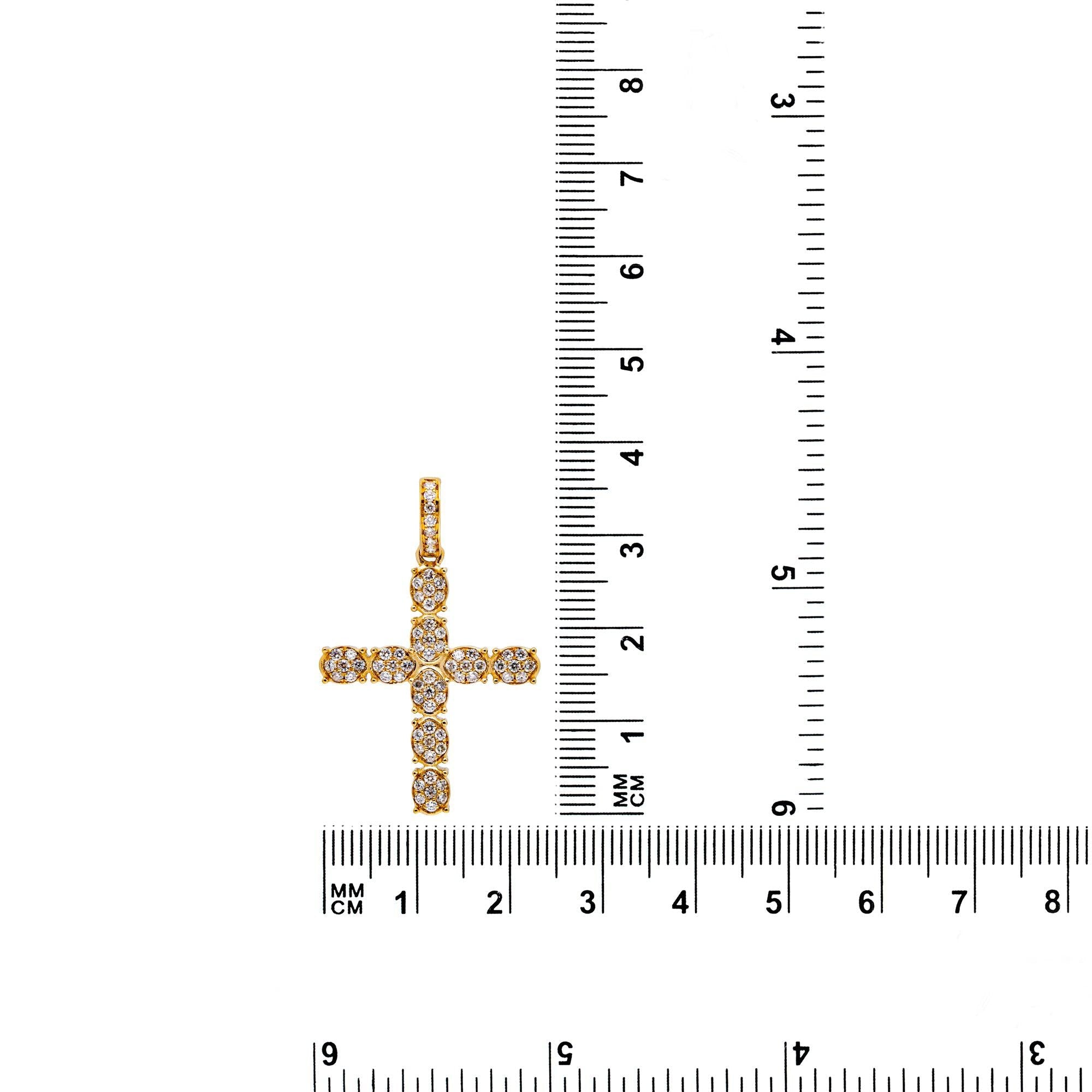 14K YELLOW GOLD UNISEX CROSS WITH 0.77 CT  DIAMONDS