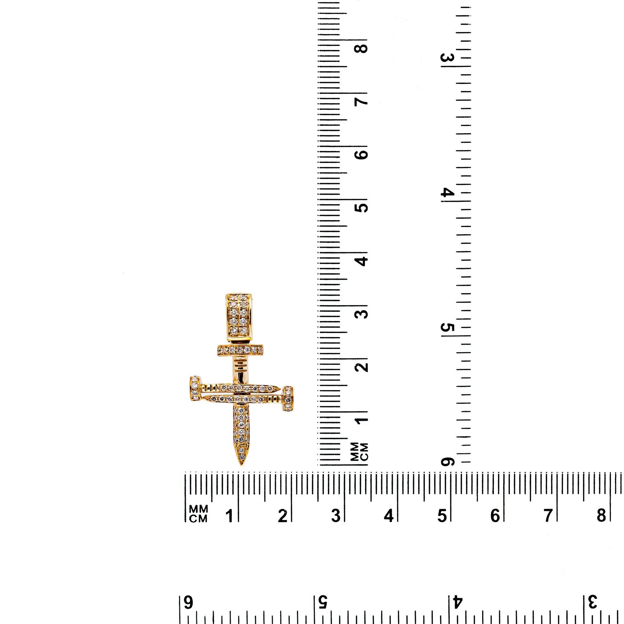 14K YELLOW GOLD UNISEX CROSS WITH 0.26 CT  DIAMONDS