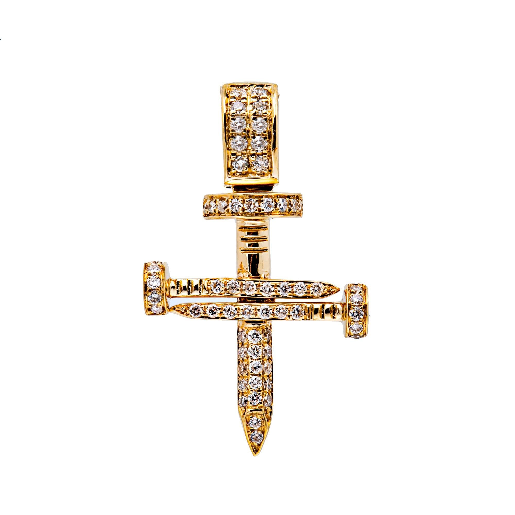 14K YELLOW GOLD UNISEX CROSS WITH 0.26 CT  DIAMONDS