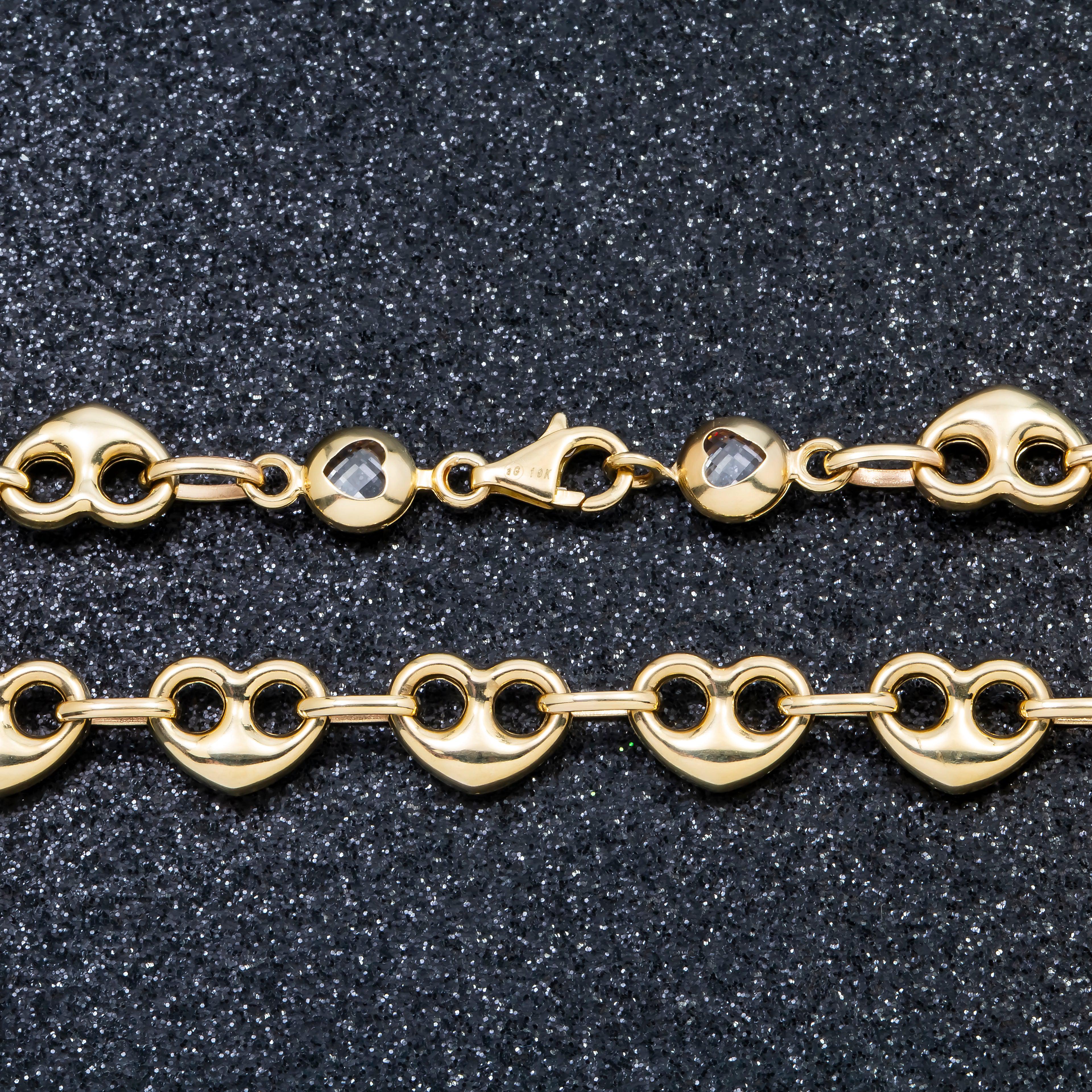 10K GOLD 9.38MM HOLLOW PUFFED HEART SHAPE CHAIN